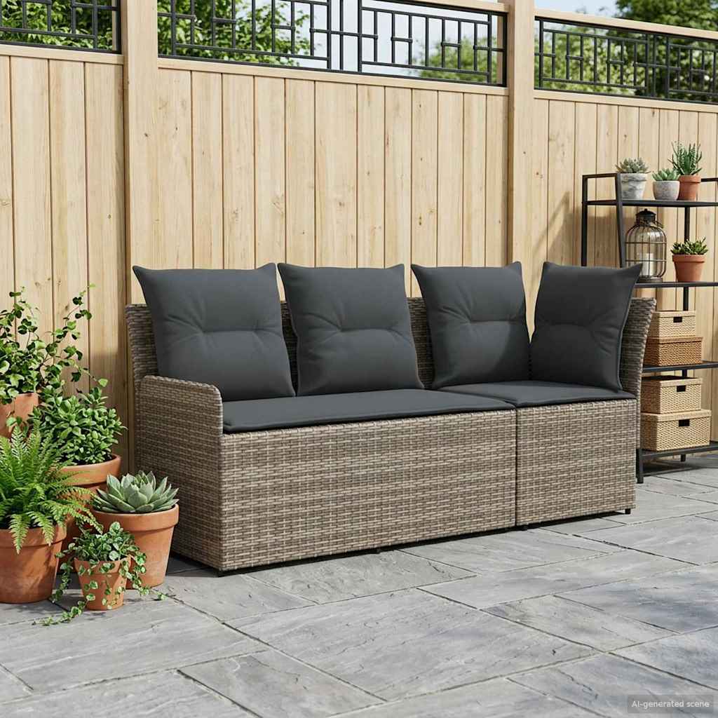 Gartenarmsessel mit Ecksofa 2 Stück Grau und Dunkelgrau