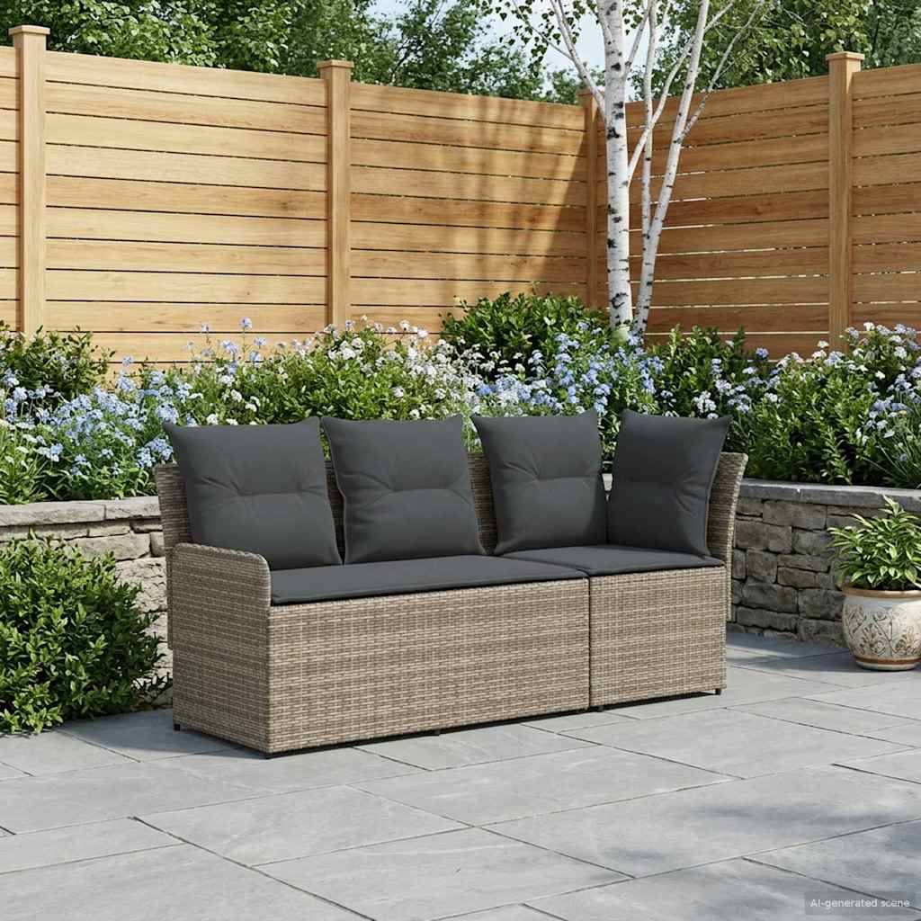 Gartenarmsessel mit Ecksofa 2 Stück Grau und Dunkelgrau