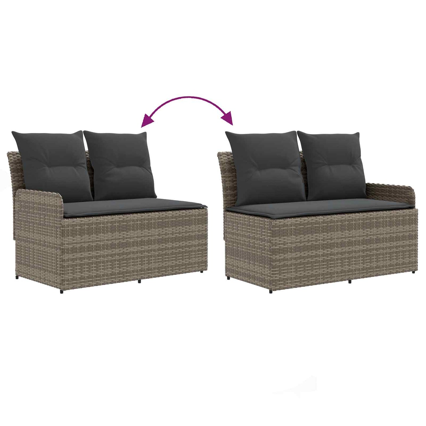 Gartenarmsessel mit Ecksofa 2 Stück Grau und Dunkelgrau