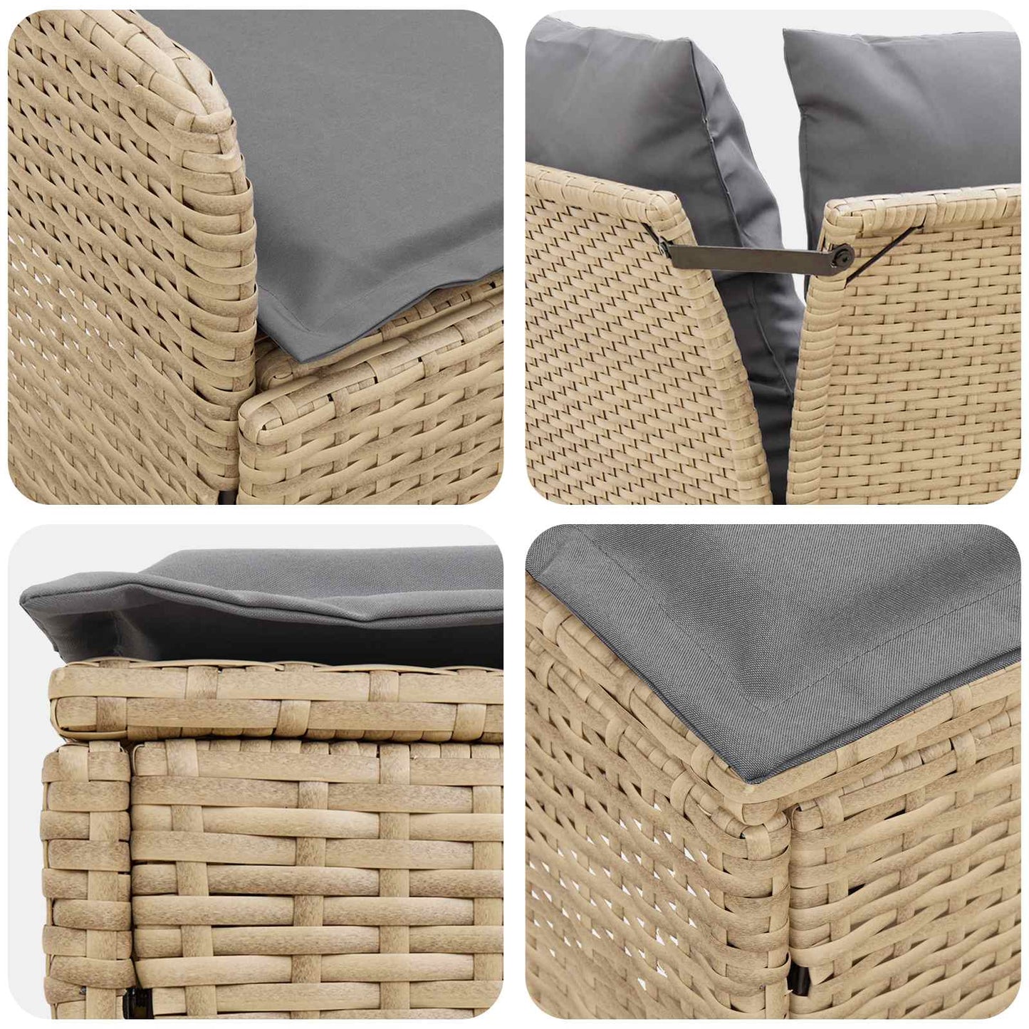 Gartenarmsessel mit Ecksofa 2 Stück Beige und Hellgrau