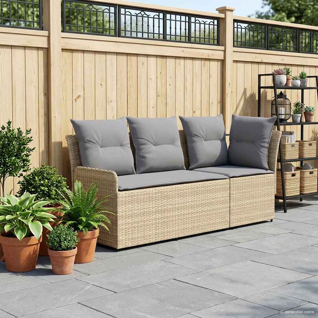 Gartenarmsessel mit Ecksofa 2 Stück Beige und Hellgrau