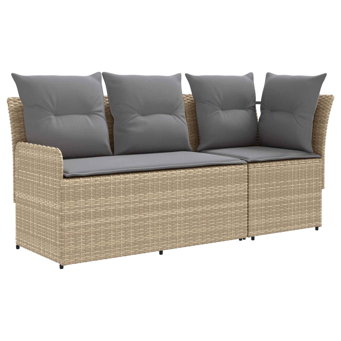 Gartenarmsessel mit Ecksofa 2 Stück Beige und Hellgrau