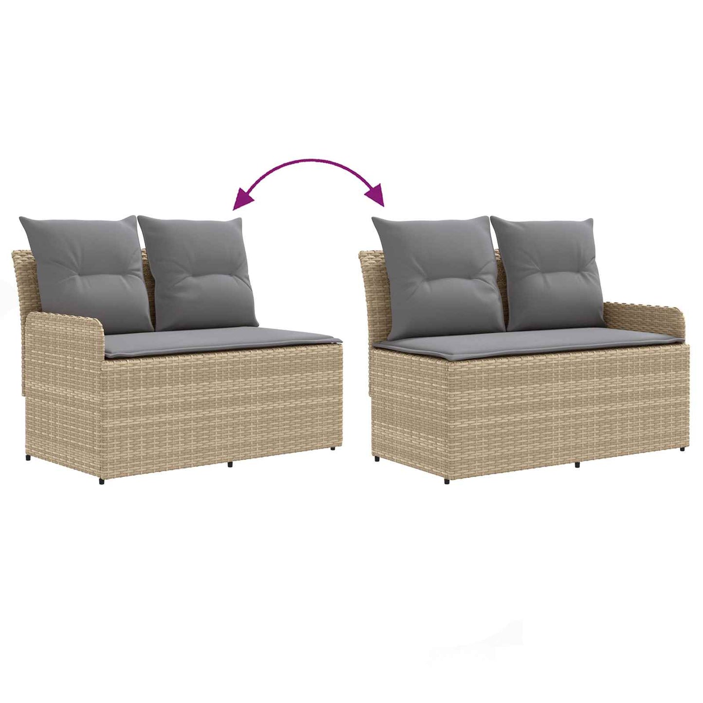 Gartenarmsessel mit Ecksofa 2 Stück Beige und Hellgrau