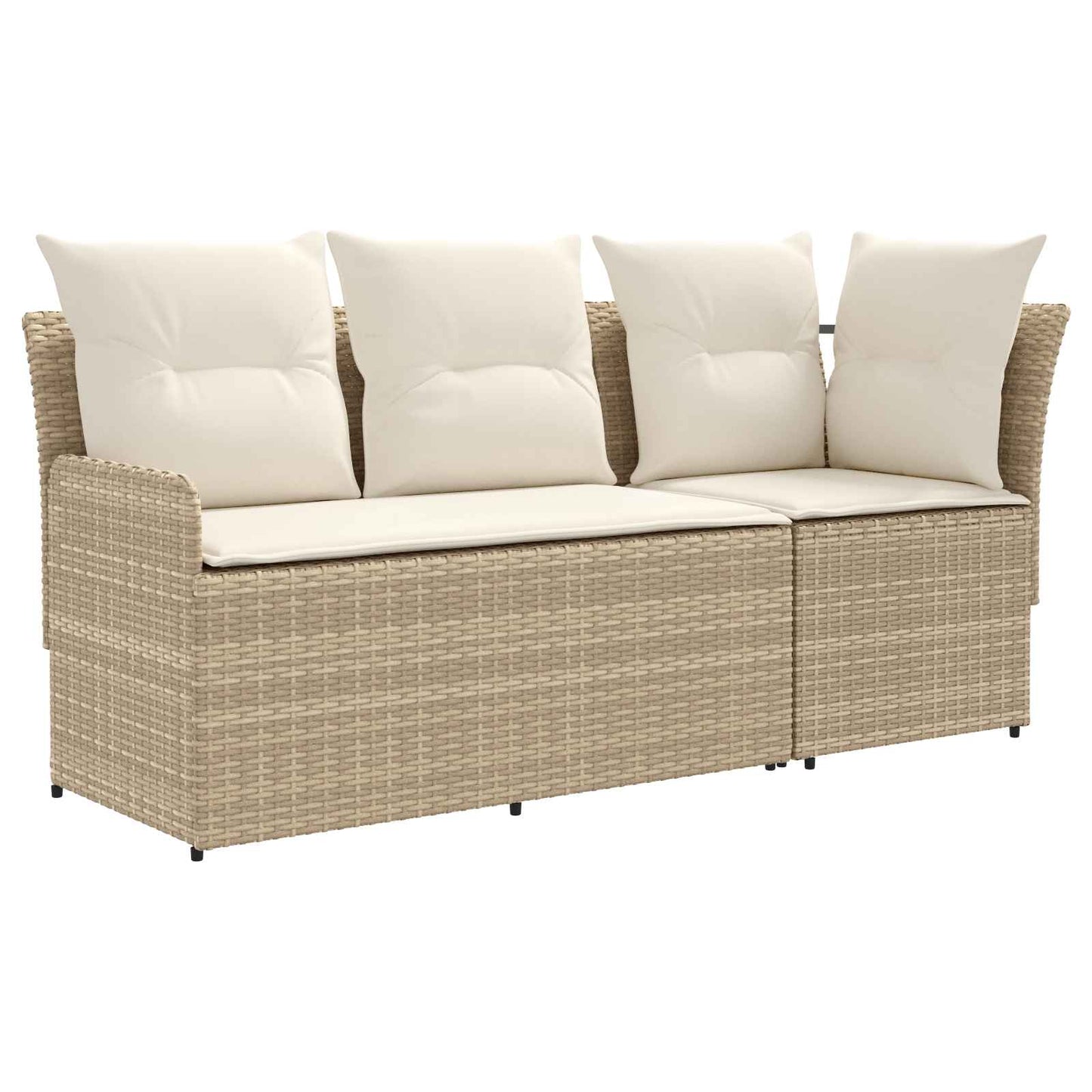 Gartenarmsessel mit Ecksofa 2 Stück Beige und Creme PE-Rattan