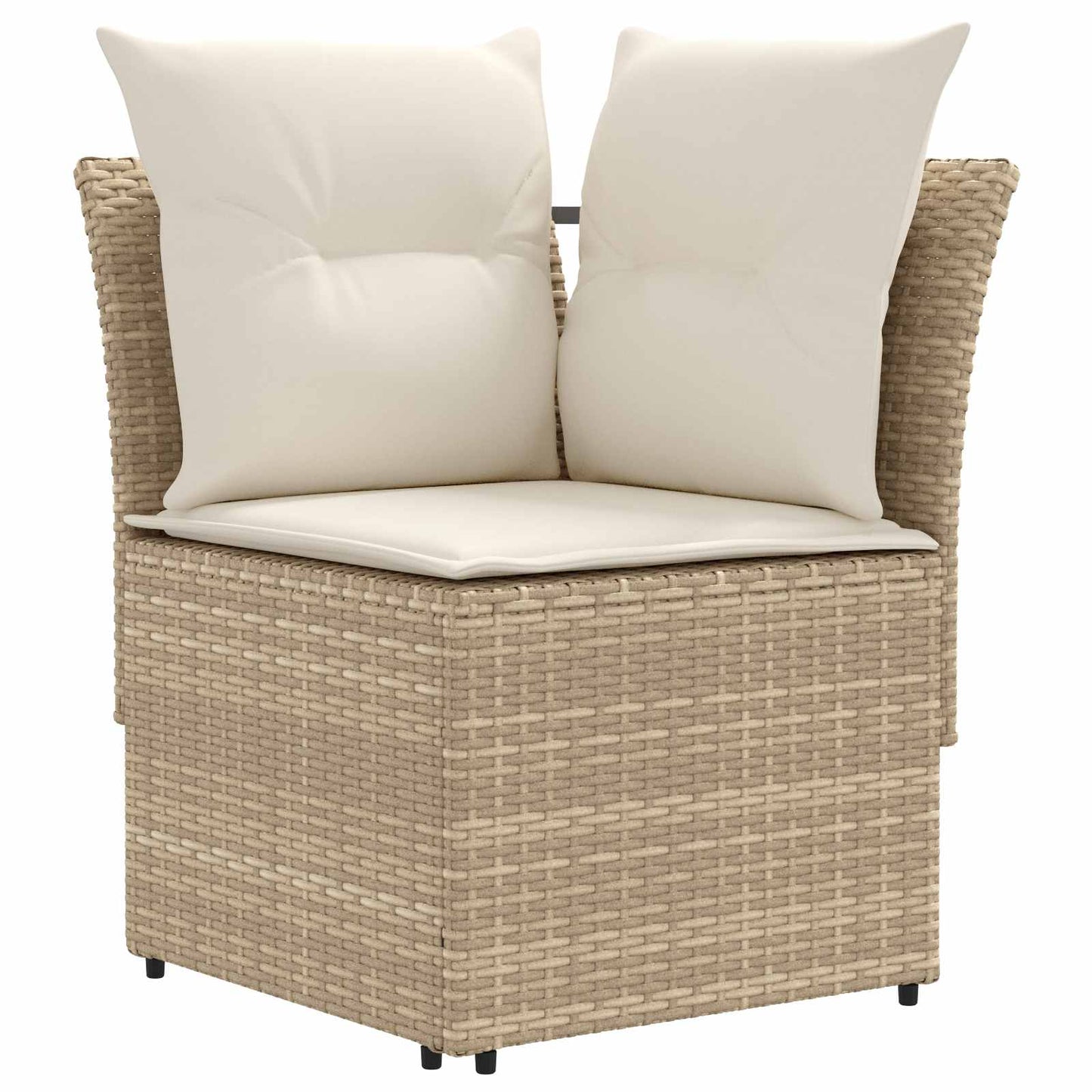 Gartenarmsessel mit Ecksofa 2 Stück Beige und Creme PE-Rattan