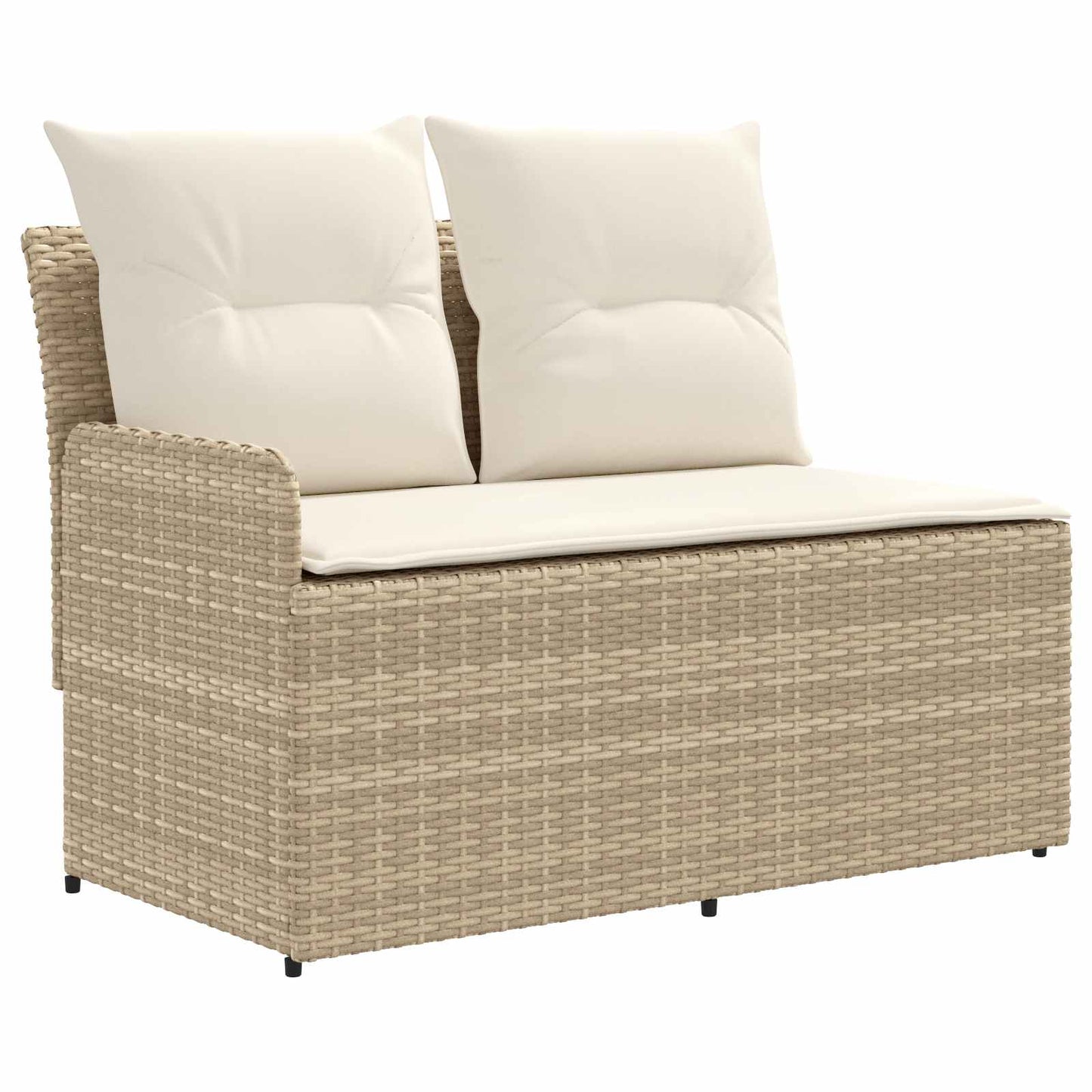 Gartenarmsessel mit Ecksofa 2 Stück Beige und Creme PE-Rattan
