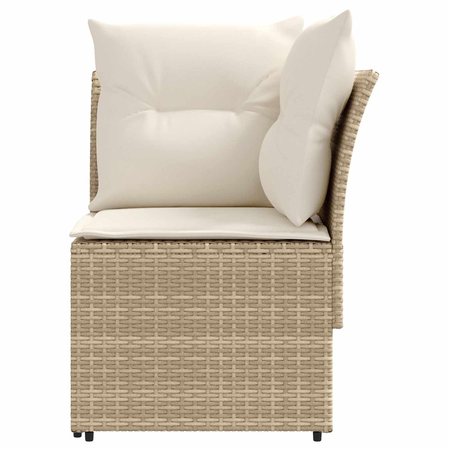 Gartenarmsessel mit Ecksofa 2 Stück Beige und Creme PE-Rattan