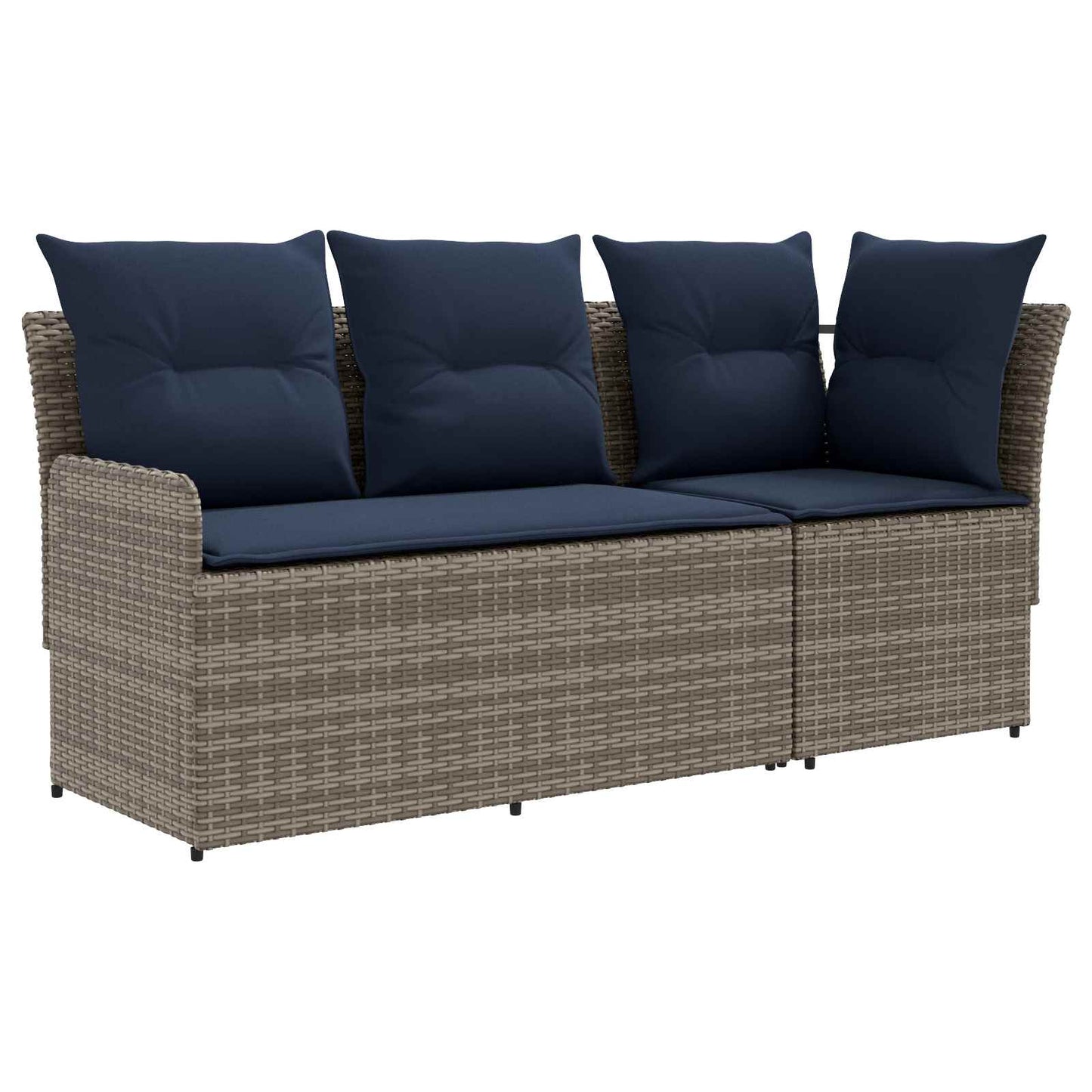 Gartenarmsessel mit Ecksofa 2 Stück Grau und Marineblau