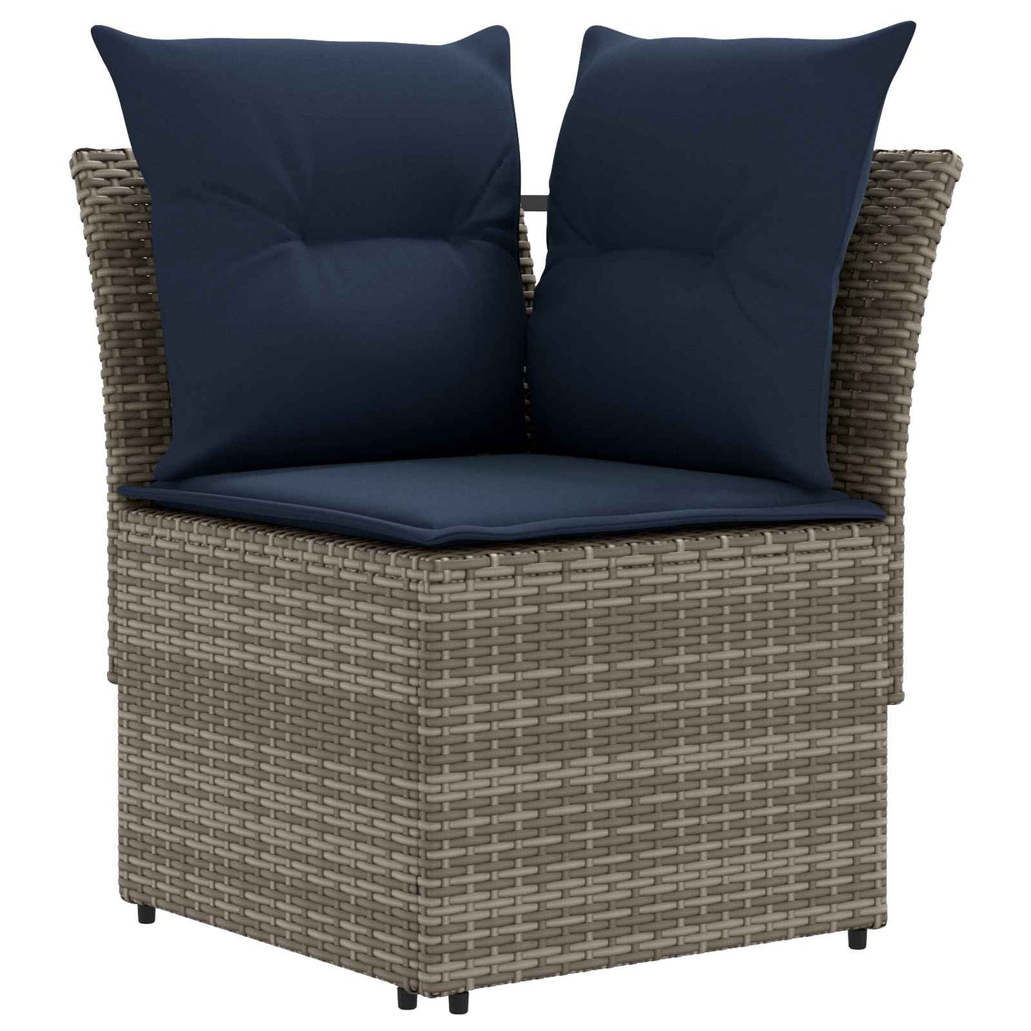 Gartenarmsessel mit Ecksofa 2 Stück Grau und Marineblau