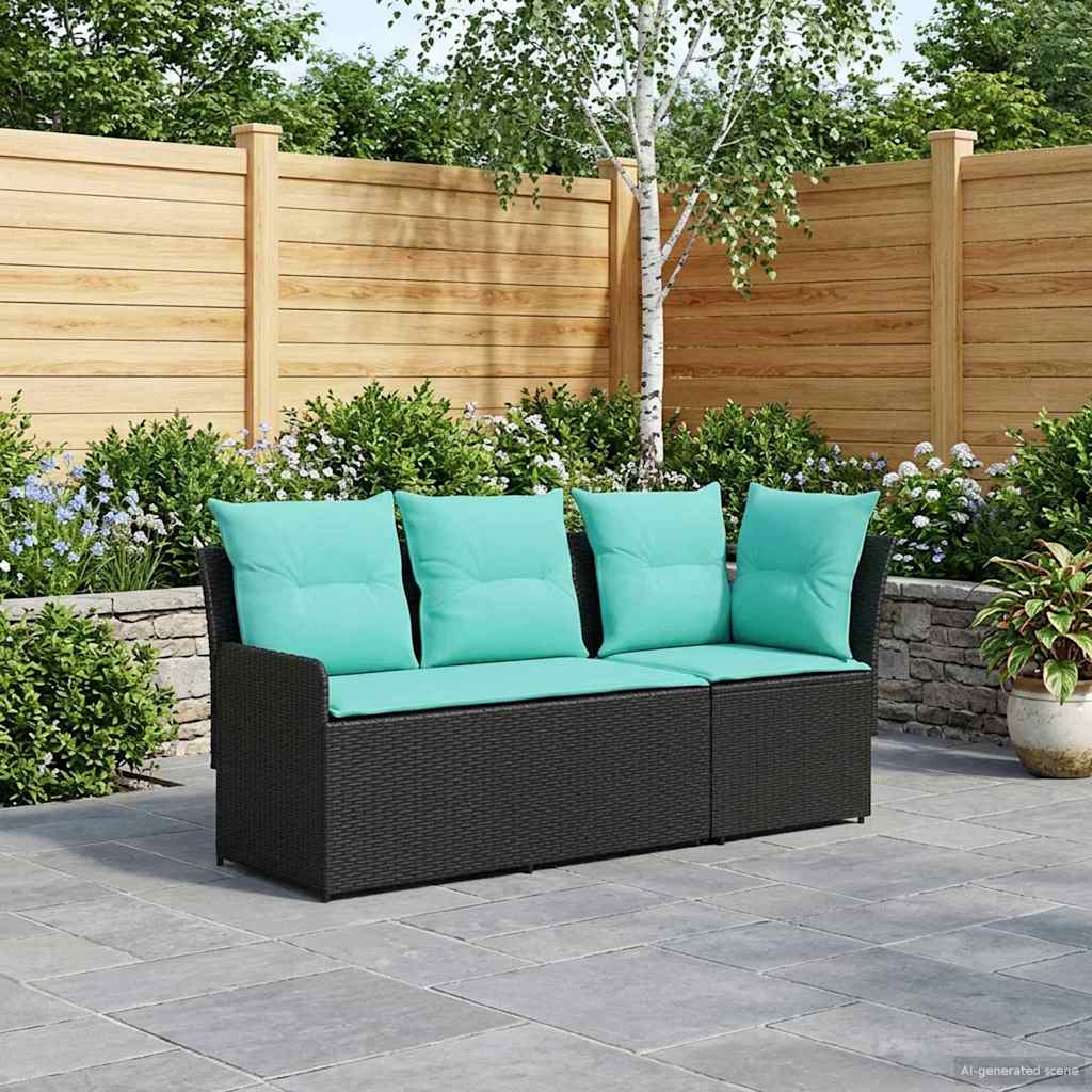 Gartenarmsessel mit Ecksofa 2 Stück Schwarz und Türkis