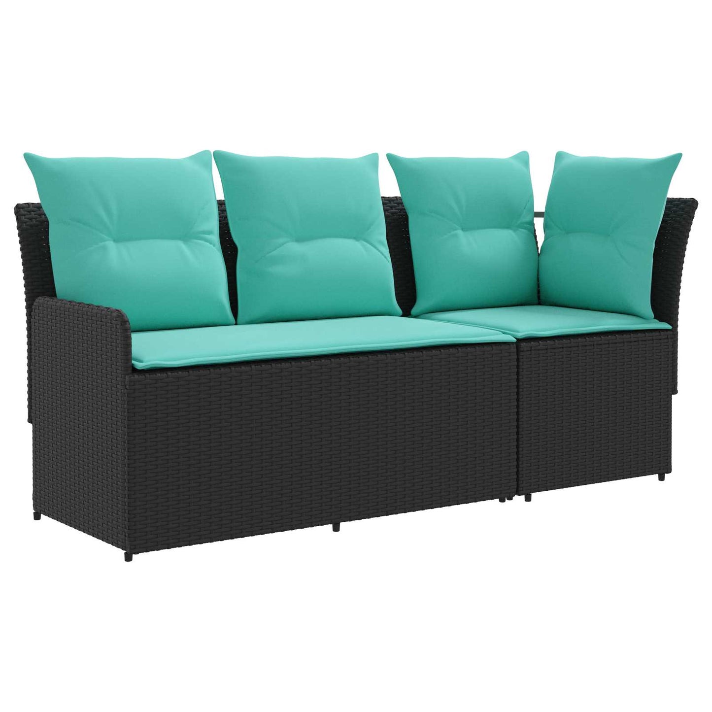 Gartenarmsessel mit Ecksofa 2 Stück Schwarz und Türkis