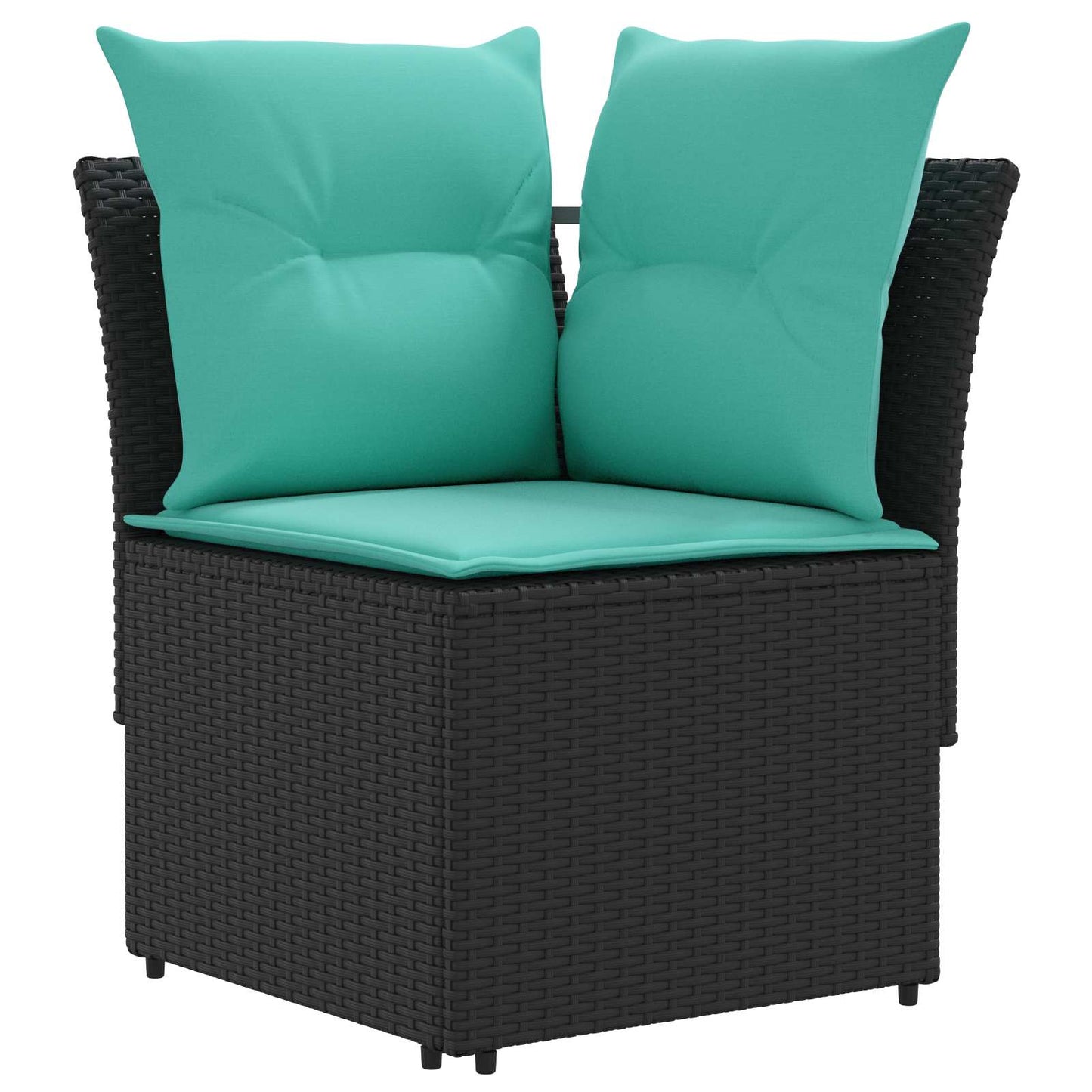 Gartenarmsessel mit Ecksofa 2 Stück Schwarz und Türkis