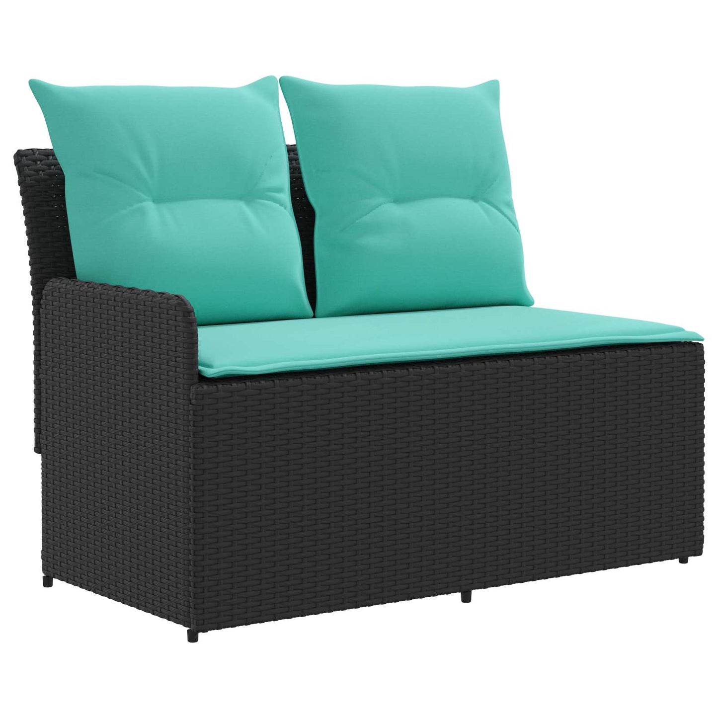 Gartenarmsessel mit Ecksofa 2 Stück Schwarz und Türkis