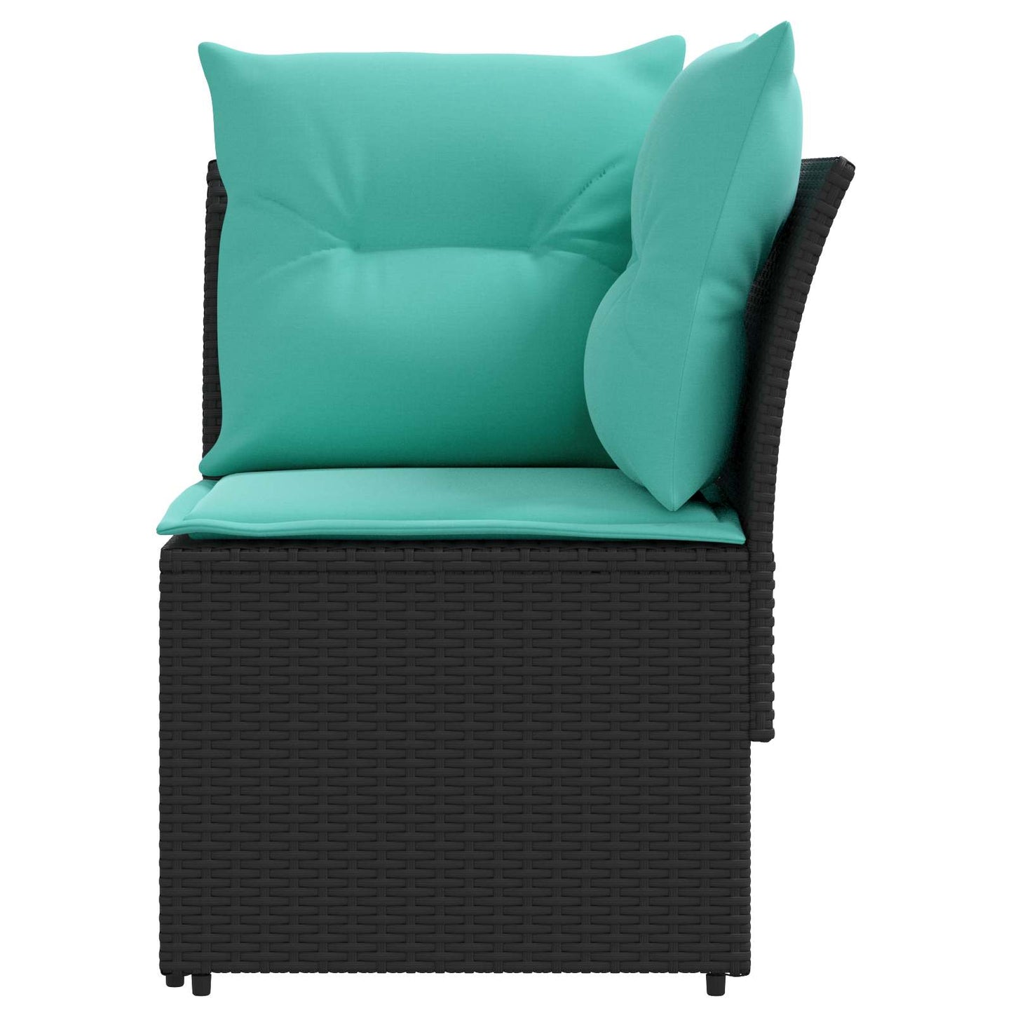 Gartenarmsessel mit Ecksofa 2 Stück Schwarz und Türkis