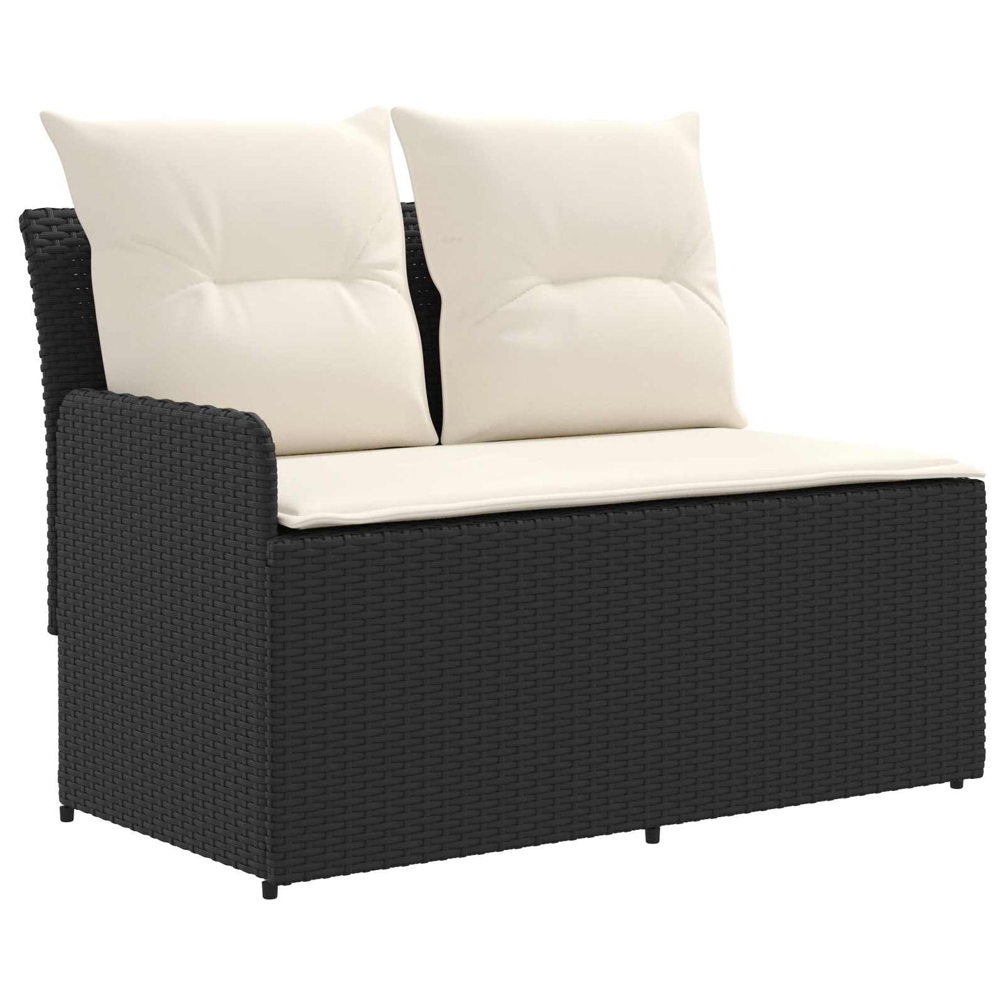 Garten Armlehnen Sofa mit Klapptisch 2 Stück Schwarz und Creme