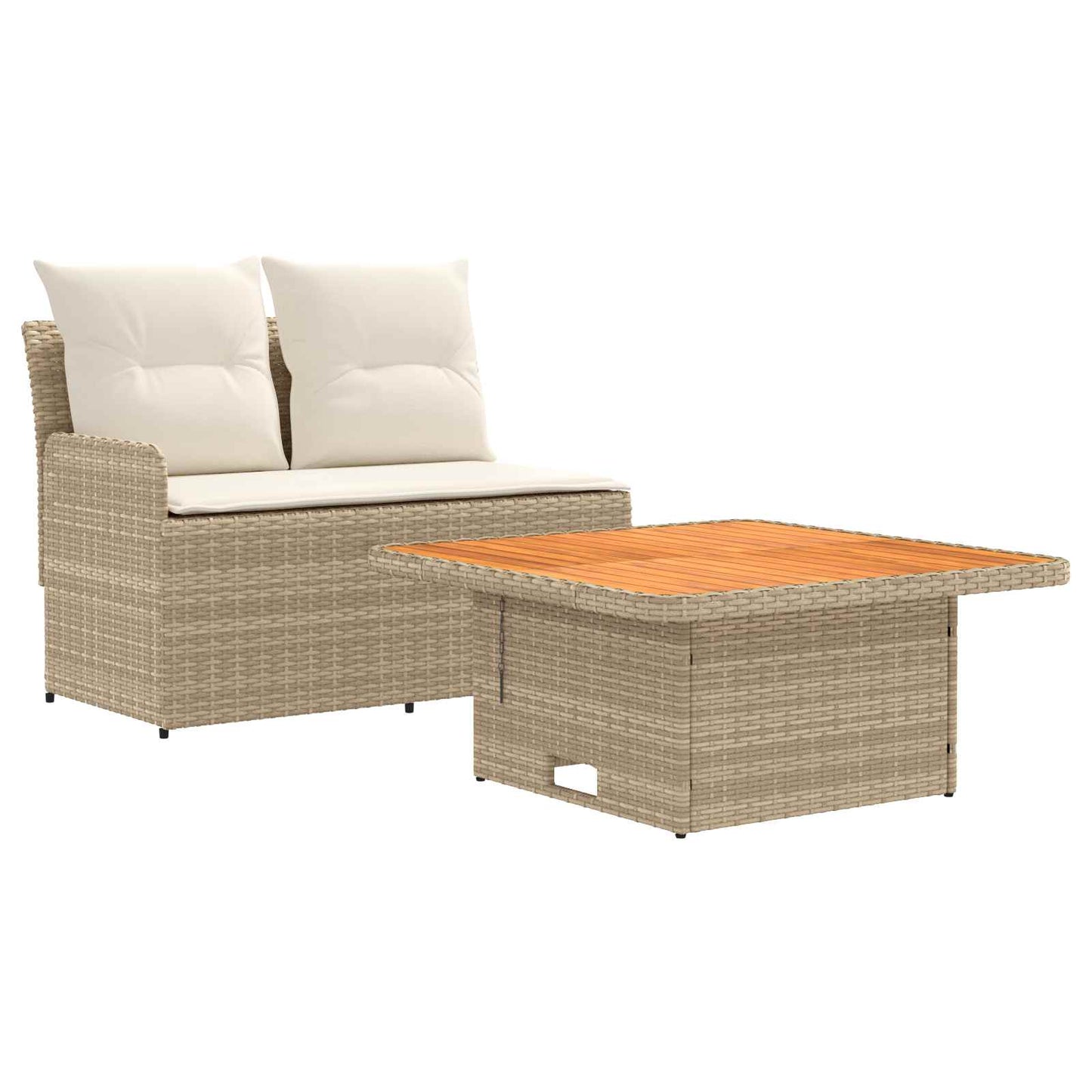 Garten Armlehnen Sofa mit Klapptisch 2 Stück Beige und Creme