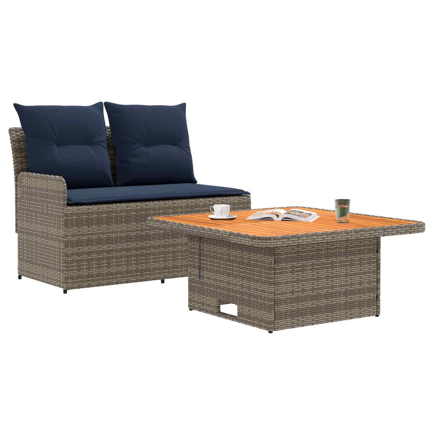 Garten Armlehnen Sofa mit Klapptisch 2 Stück PE-Rattan