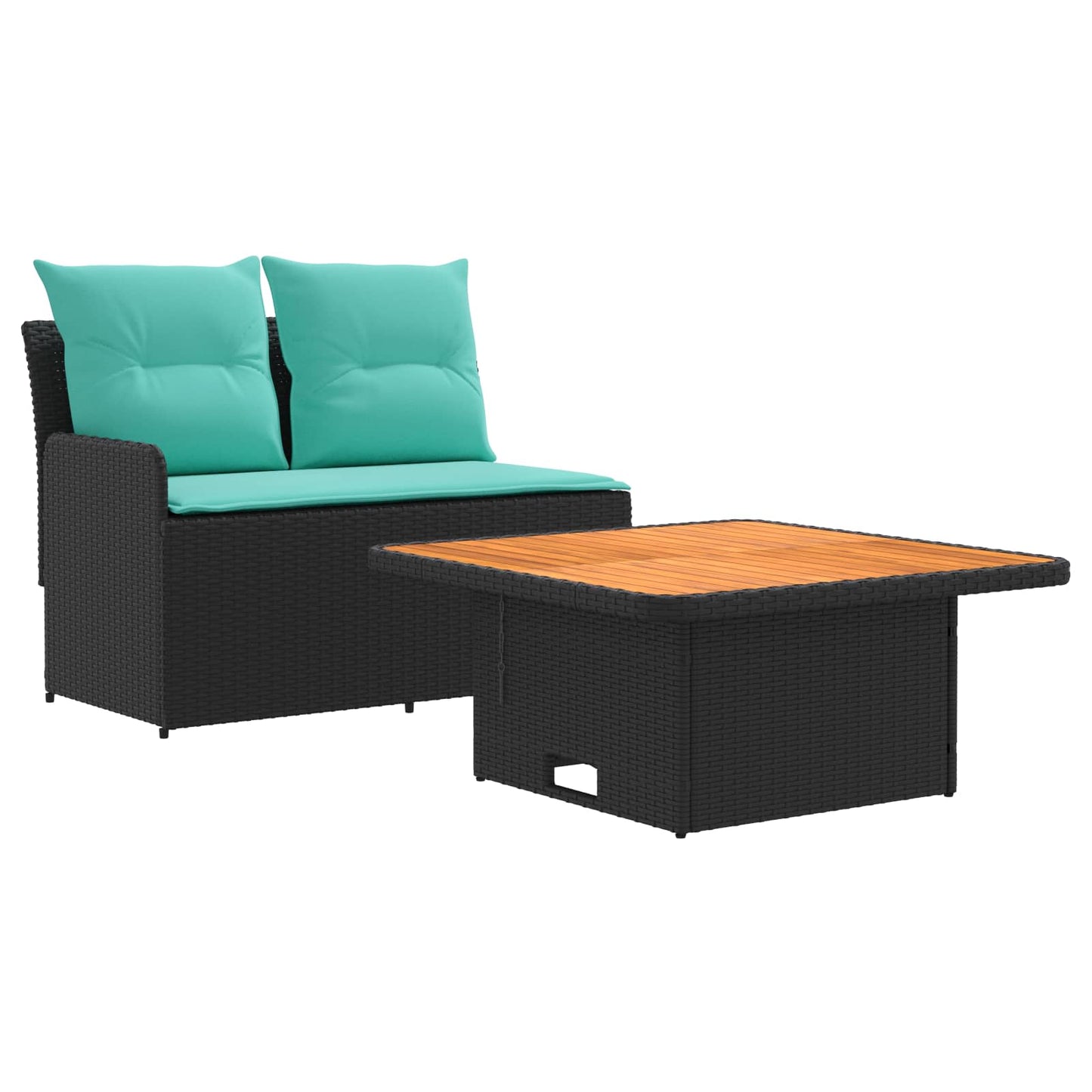 Garten Armlehnen Sofa mit Klapptisch 2 Stück Schwarz und Türkis