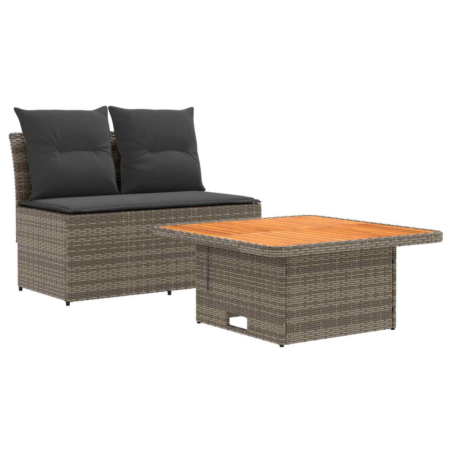 2 Stück Garten Mittel Sofa Mit Hochklapptisch Poly-Rattan