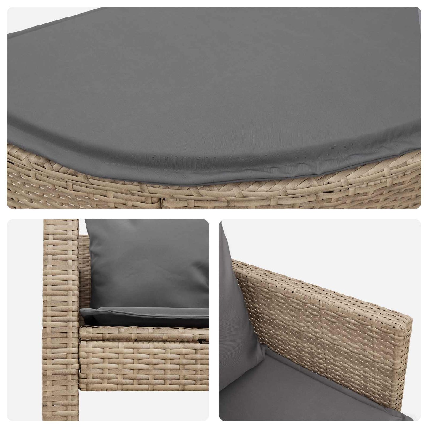 Garten-Sofa mit Kissen 8 pcs Beige und Hellgrau Poly-Rattan