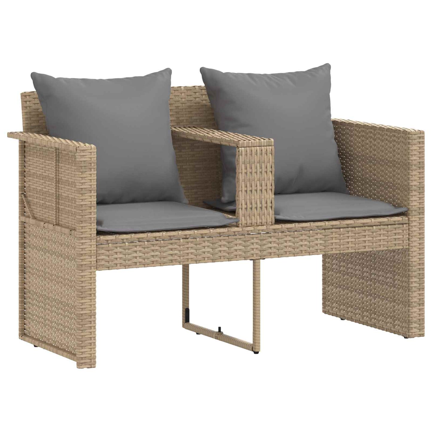 Garten-Sofa mit Kissen 8 pcs Beige und Hellgrau Poly-Rattan