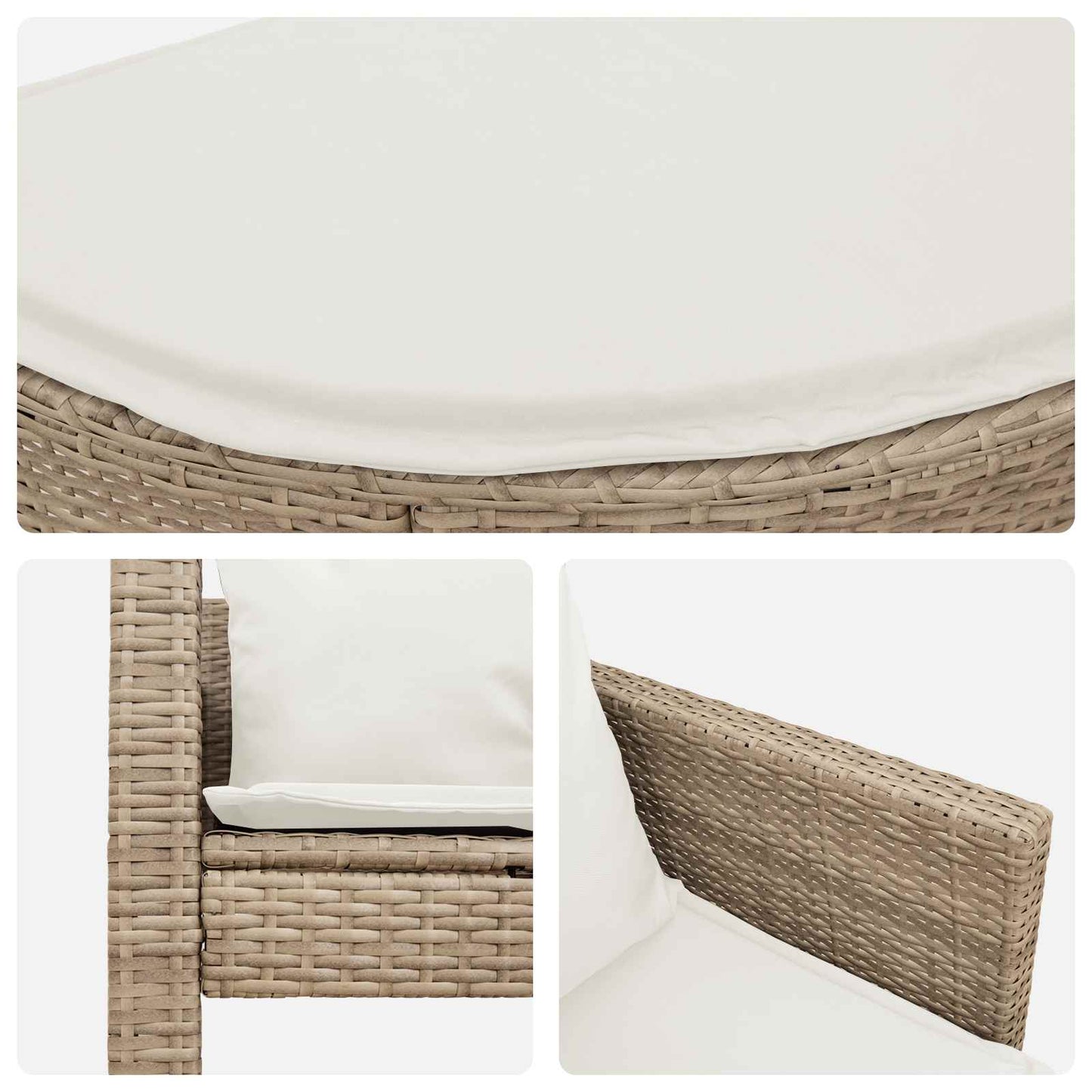 Garten-Sofa mit Kissen 8 pcs Beige und Cremeweiß Poly-Rattan