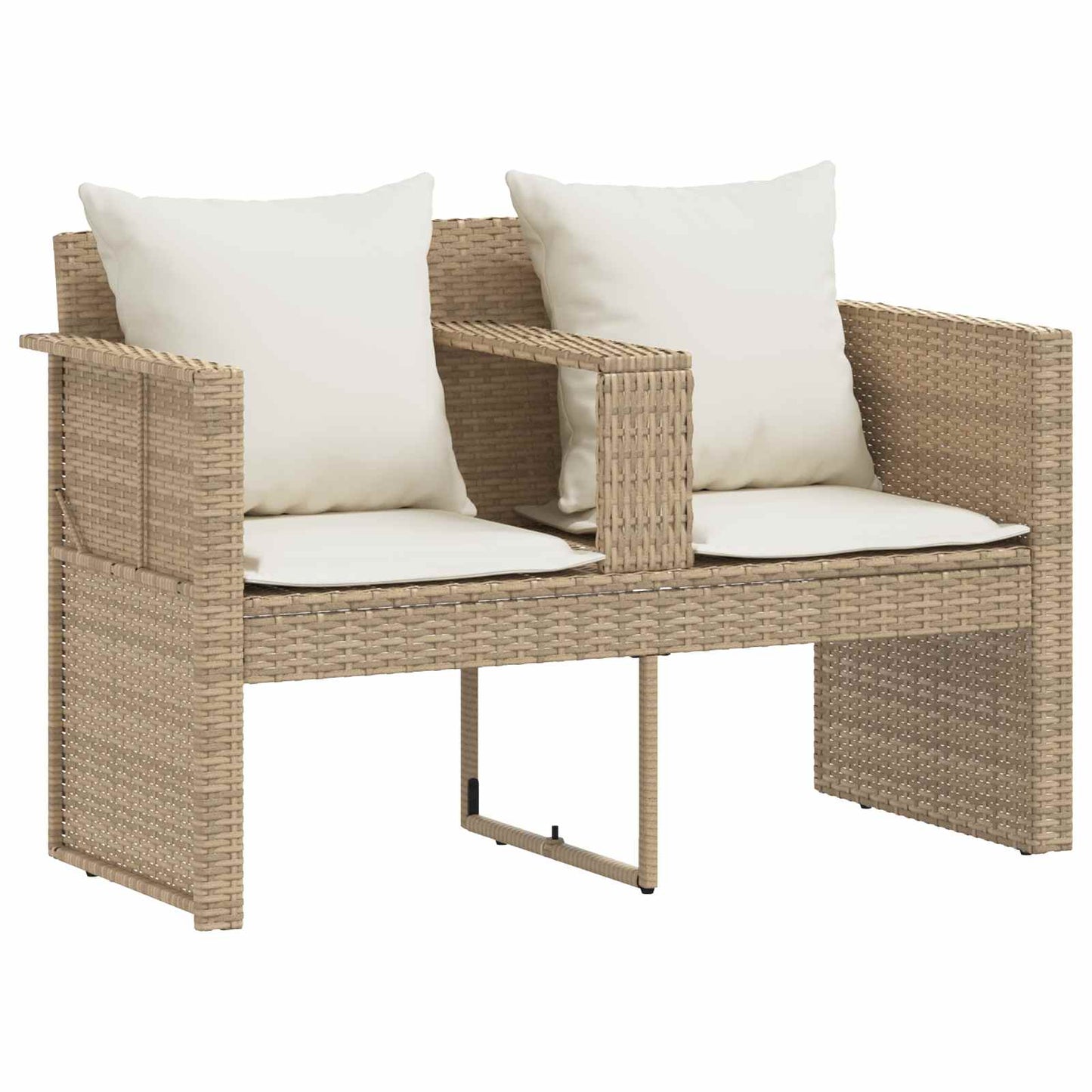 Garten-Sofa mit Kissen 8 pcs Beige und Cremeweiß Poly-Rattan