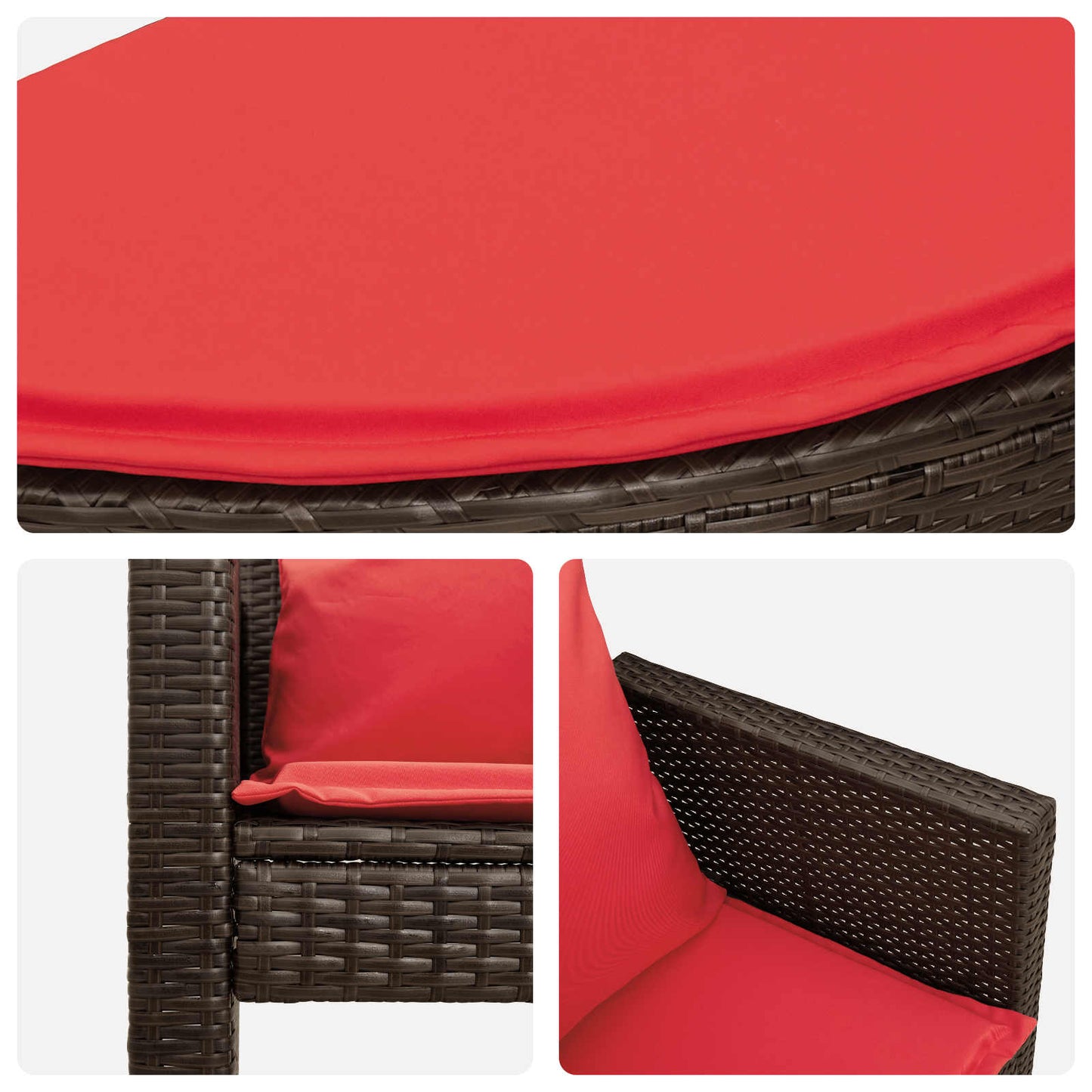 Garten-Sofa Braun und Rot 168 x 168 x 180 cm Polyrattan