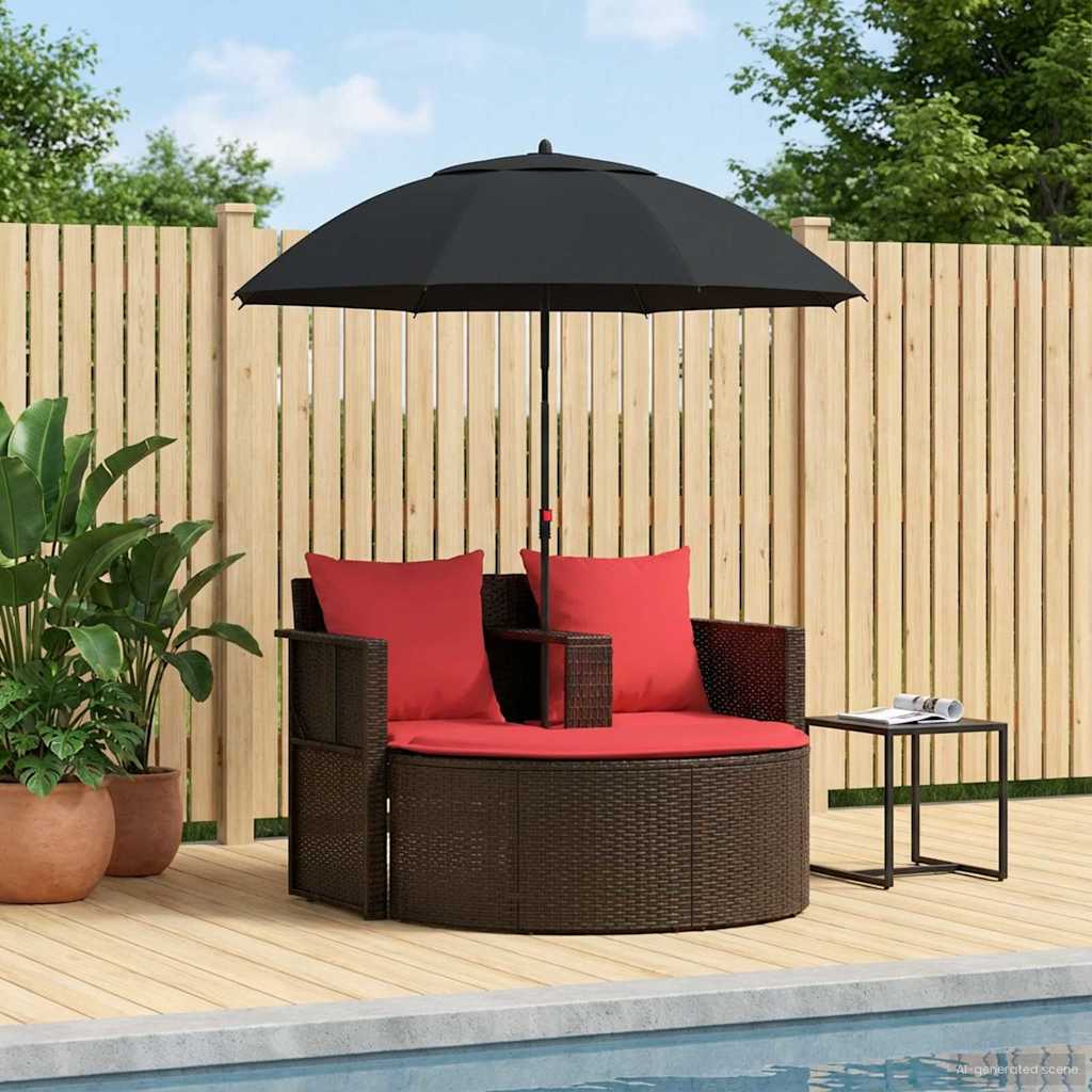Garten-Sofa Braun und Rot 168 x 168 x 180 cm Polyrattan