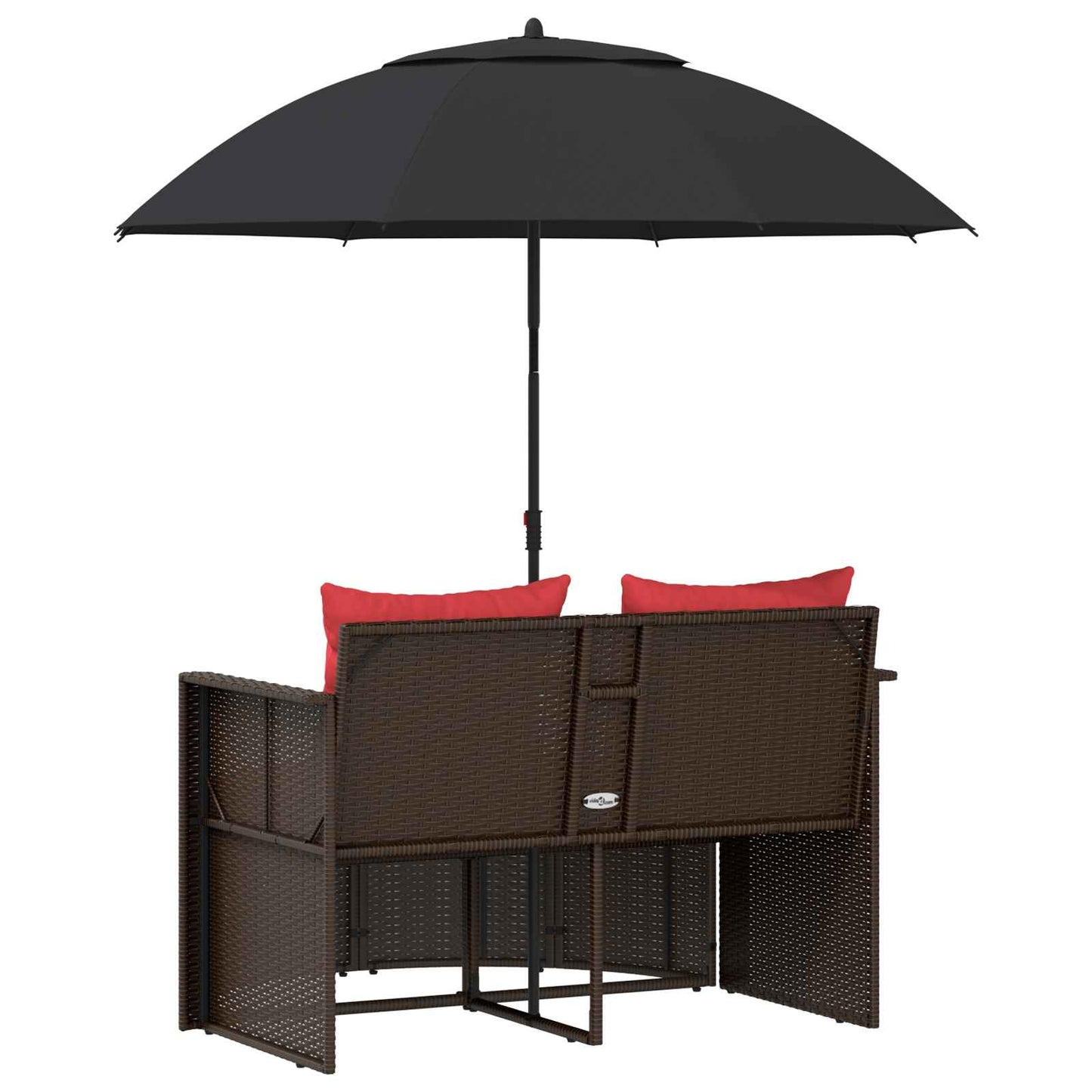 Garten-Sofa Braun und Rot 168 x 168 x 180 cm Polyrattan
