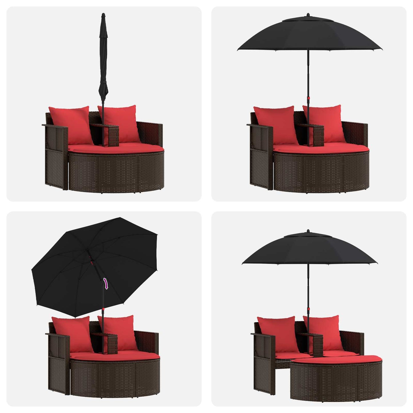 Garten-Sofa Braun und Rot 168 x 168 x 180 cm Polyrattan