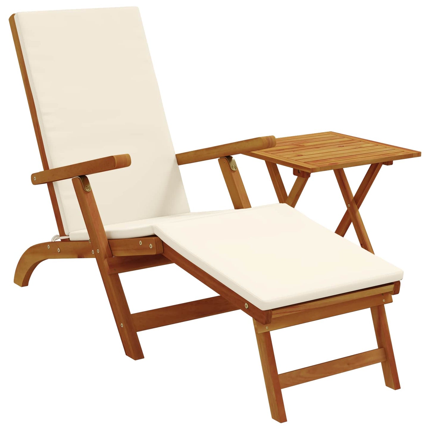 Liegestuhl zum Verstellen und Klappen 2 pcs Cremeweiß