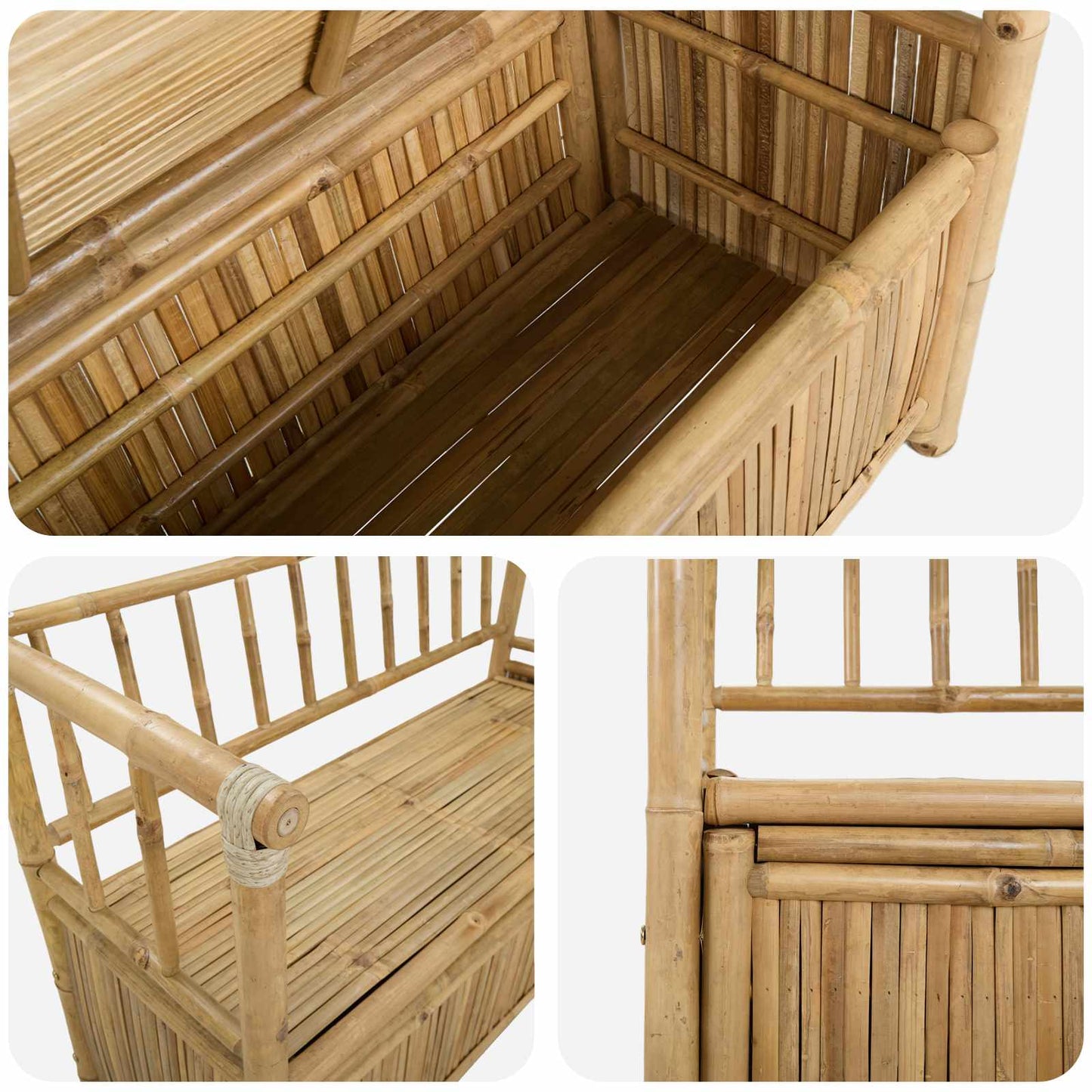 Garten-Aufbewahrungsbank Natur 110 x 47 x 80 cm Bambus