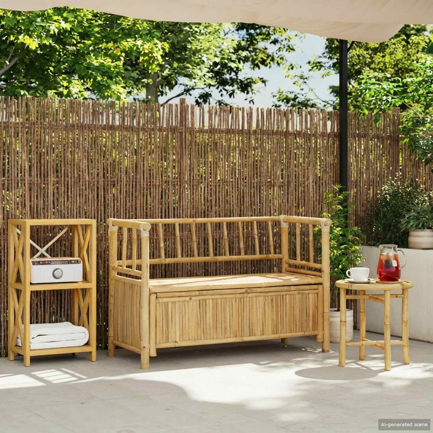 Garten-Aufbewahrungsbank Natur 110 x 47 x 80 cm Bambus