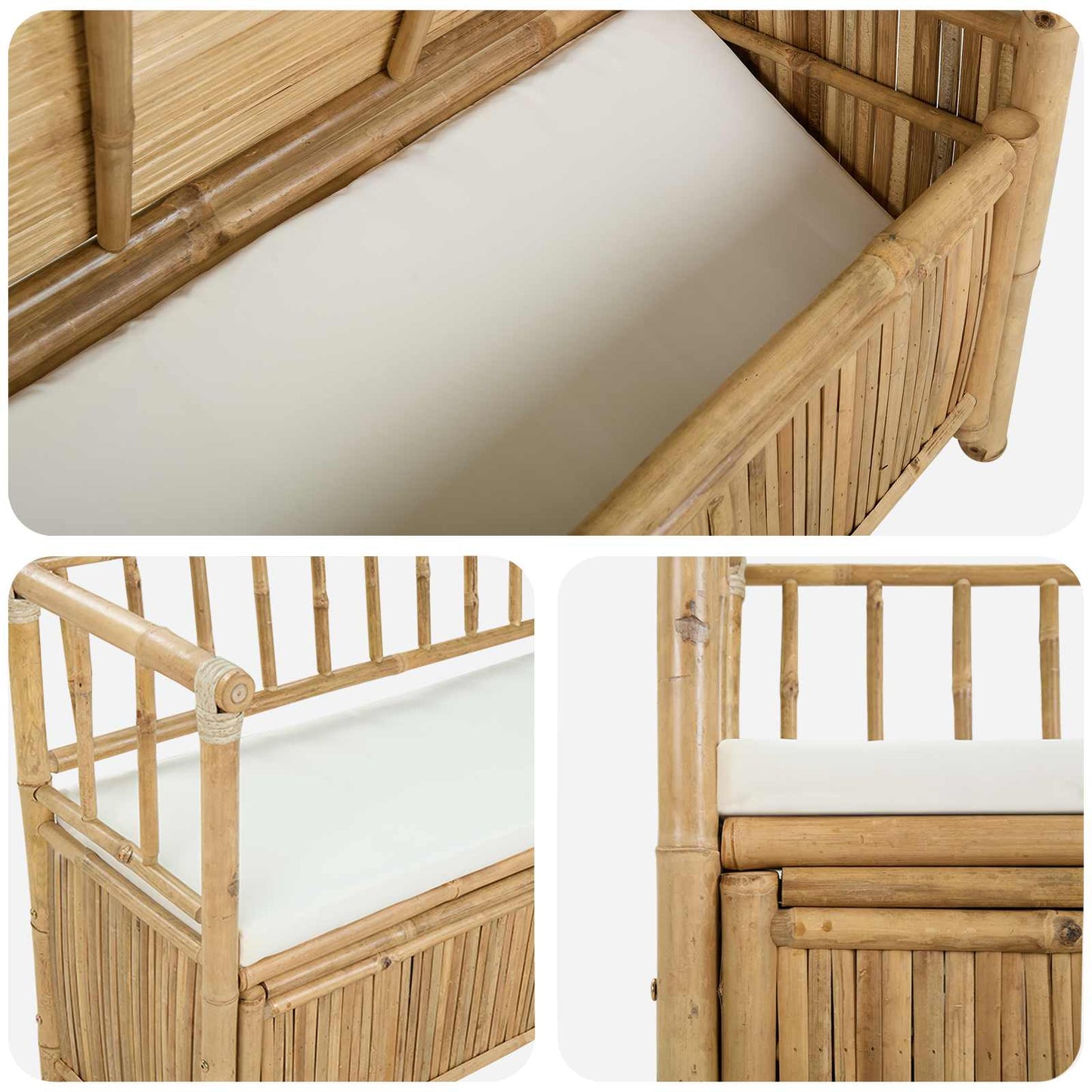 Garten-Aufbewahrungsbank Natur 110 x 47 x 80 cm Bambus
