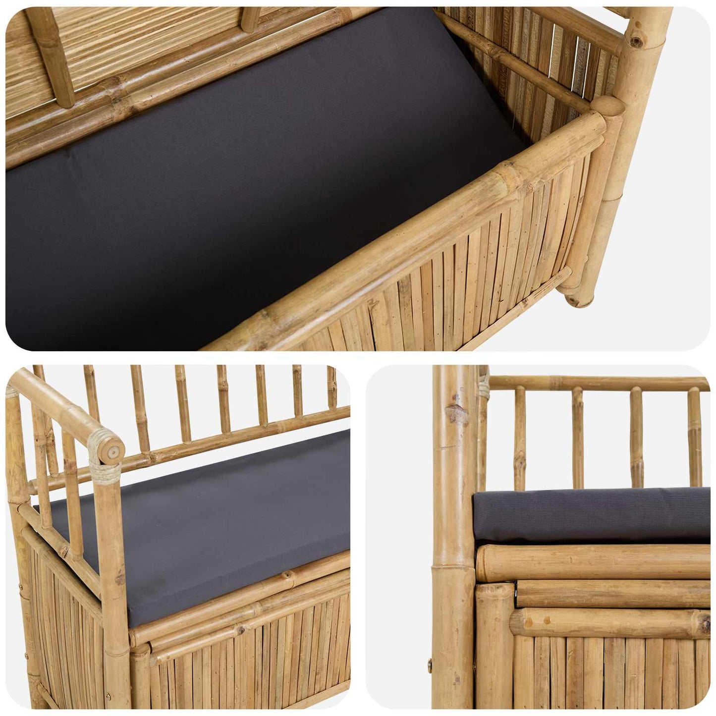 Garten-Aufbewahrungsbank Natur 110 x 47 x 80 cm Bambus