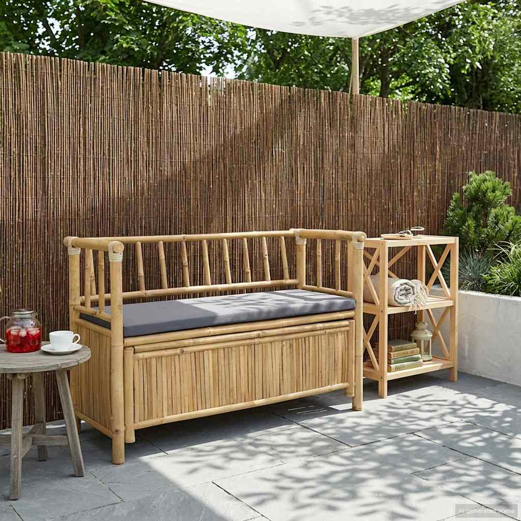 Garten-Aufbewahrungsbank Natur 110 x 47 x 80 cm Bambus