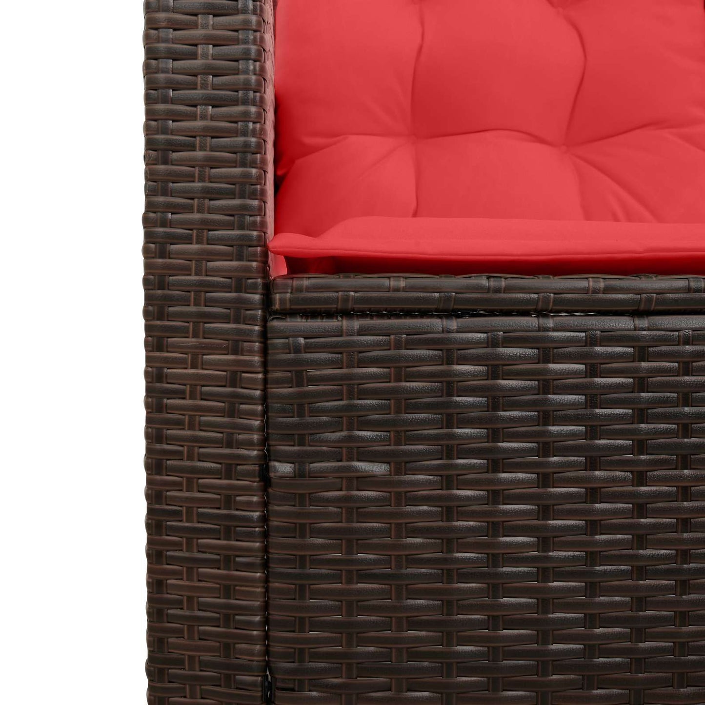 Outdoor-Sofagarnitur mit Kissen 2 pcs Braun und Rot Poly-Rattan