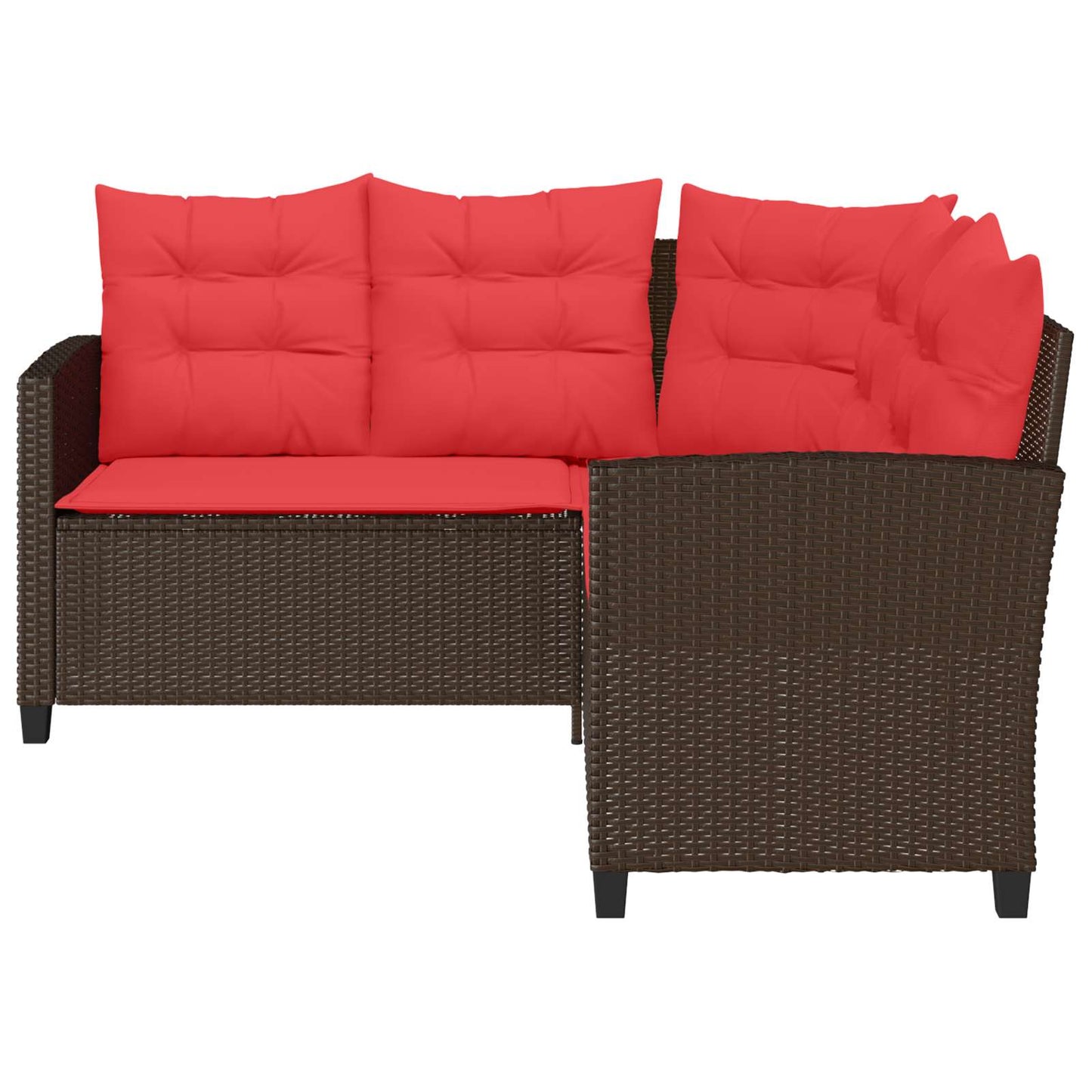 Outdoor-Sofagarnitur mit Kissen 2 pcs Braun und Rot Poly-Rattan