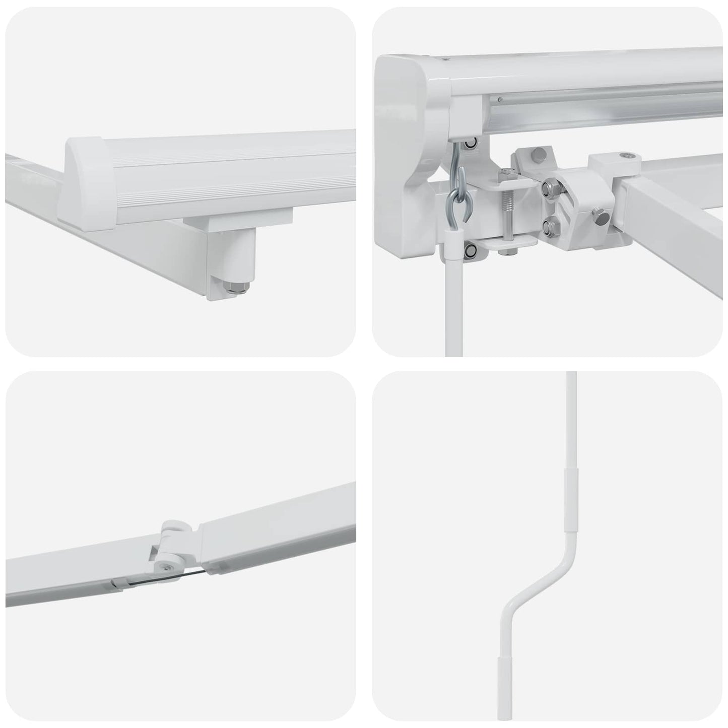 Manueller Markisenrahmen mit LEDs Weiß 4 × 3,5 m Aluminium