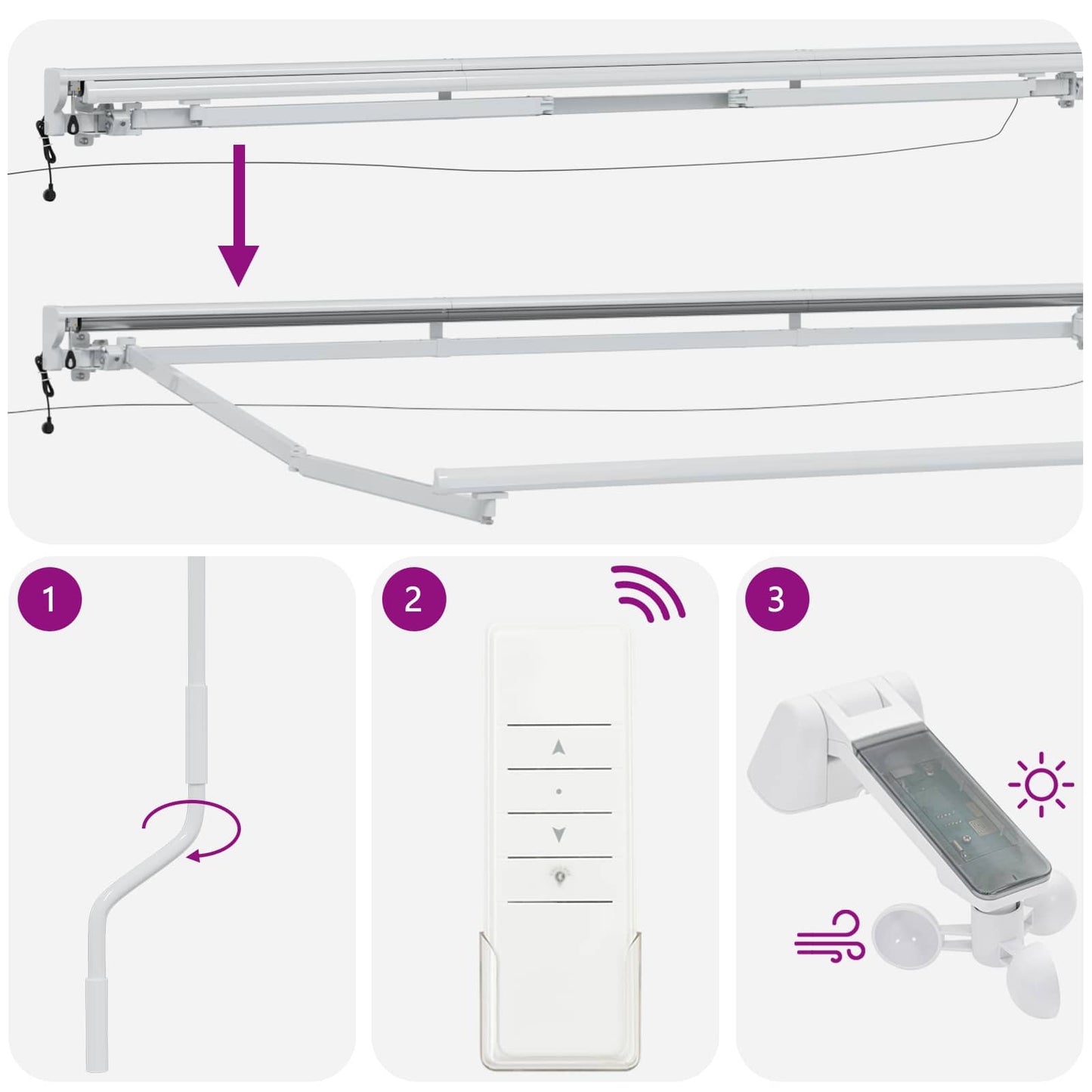 Elektrische Markisenrahmen mit LEDs Weiß 4,5 x 3,5 m Aluminium