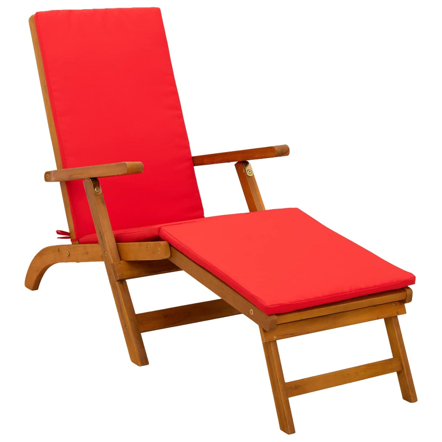 Liegestuhl zum Verstellen und Klappen mit Kissen 2 pcs Rot