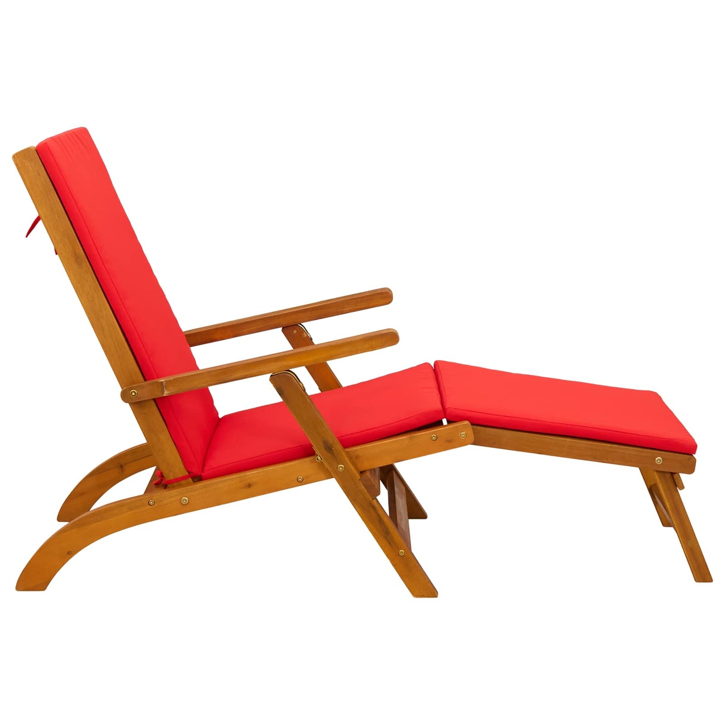 Liegestuhl zum Verstellen und Klappen mit Kissen 2 pcs Rot
