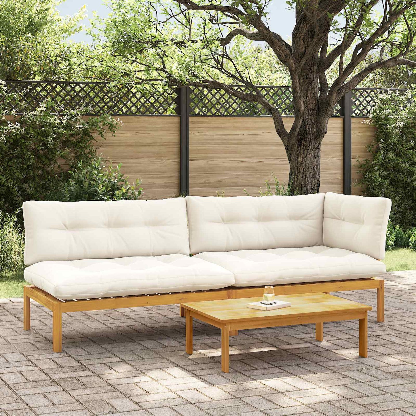 3 Stück Garten Pallet Sofa Einheiten Massivholz Akazie