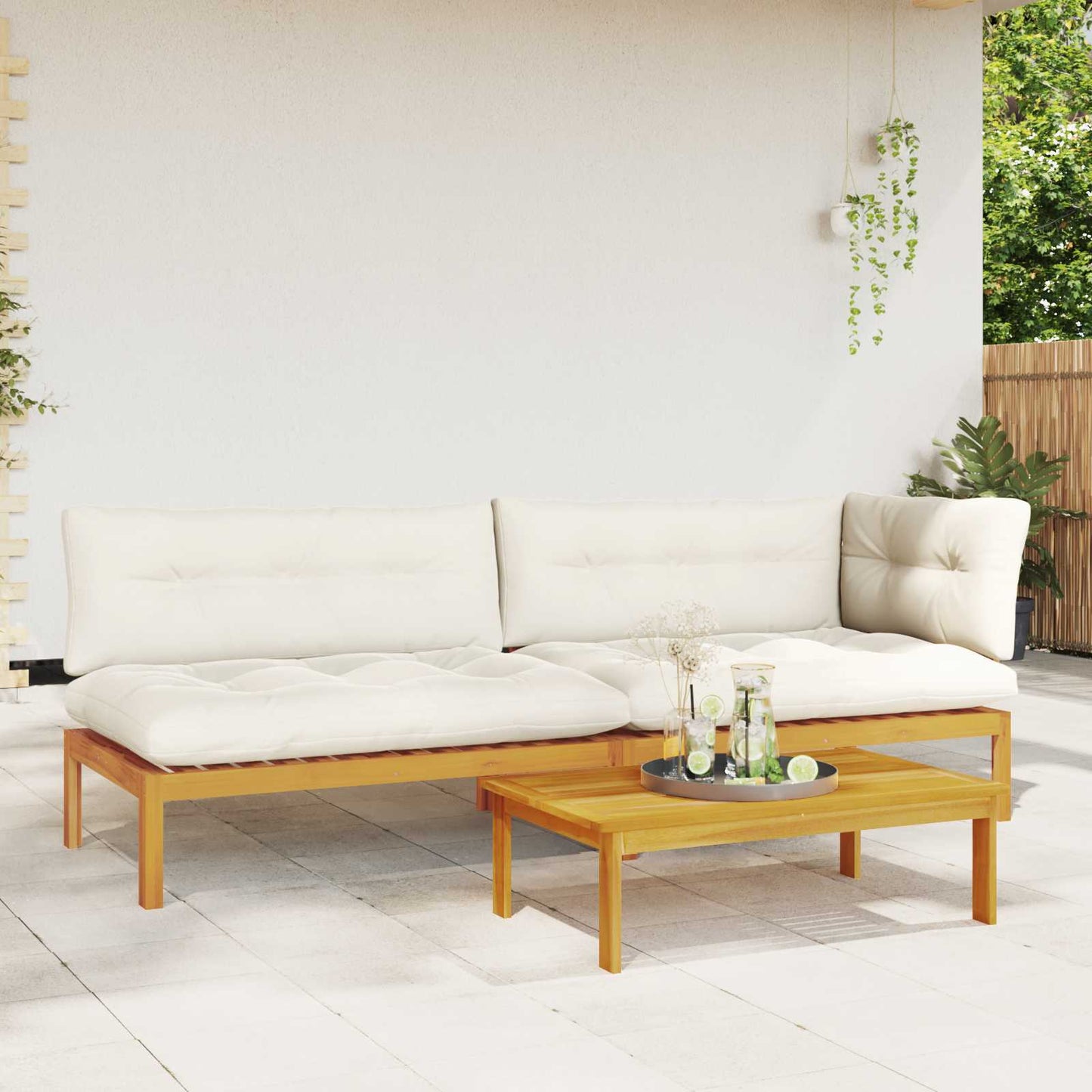 3 Stück Garten Pallet Sofa Einheiten Massivholz Akazie