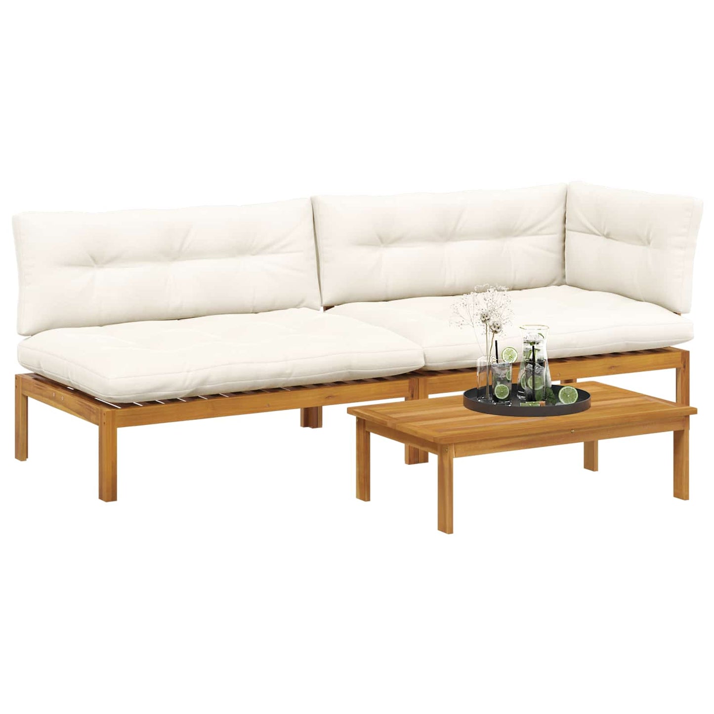3 Stück Garten Pallet Sofa Einheiten Massivholz Akazie