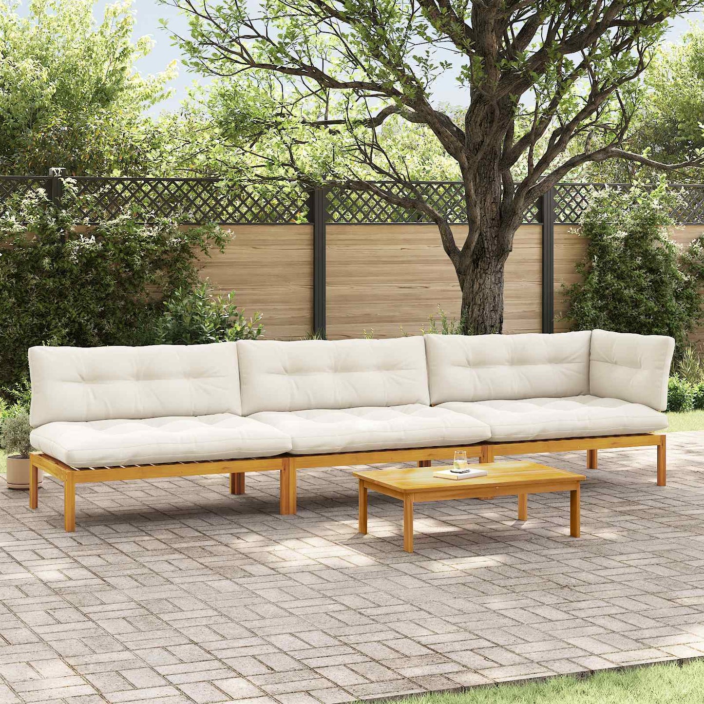 4 Stück Garten Pallet Sofa Einheiten Massivholz Akazie Natur