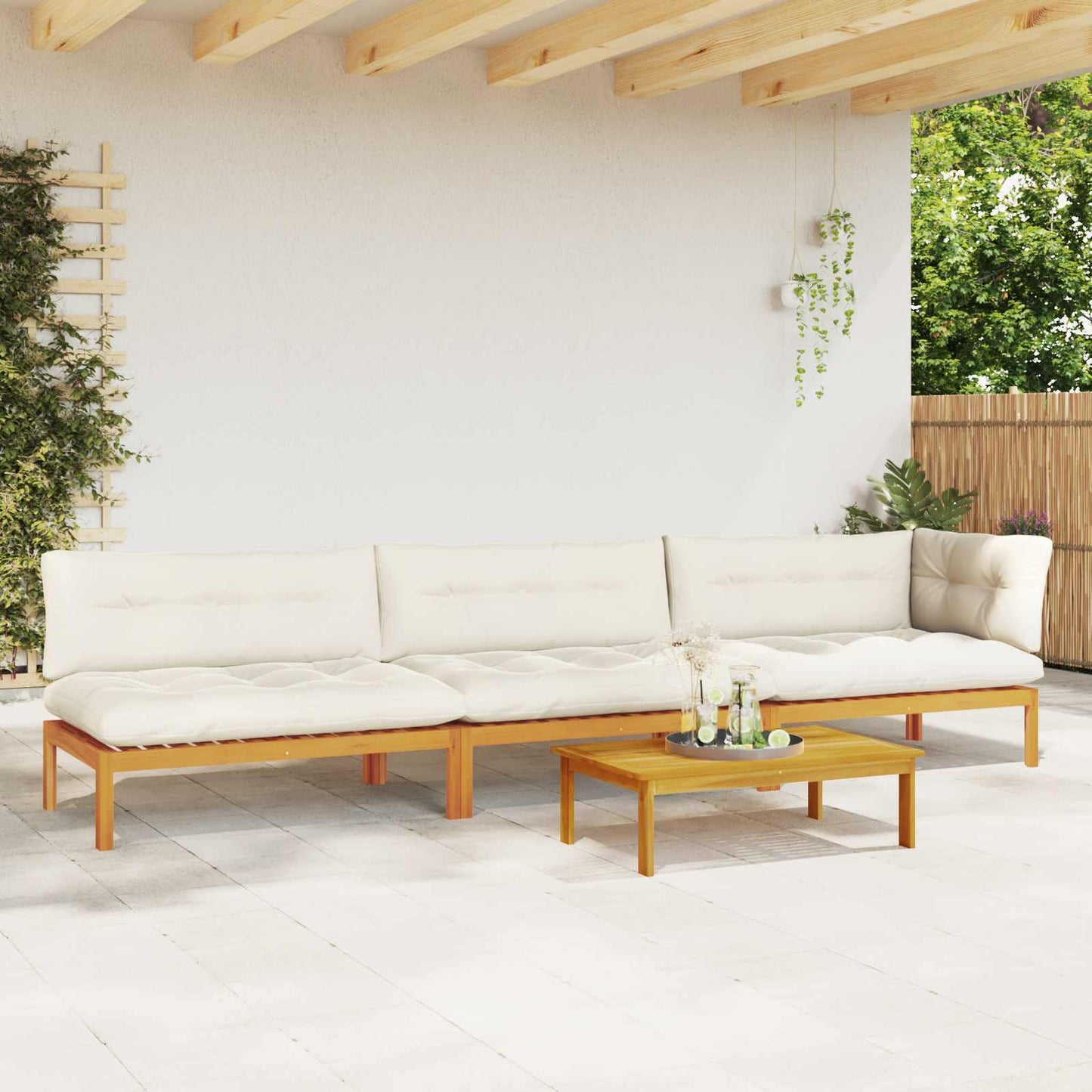 4 Stück Garten Pallet Sofa Einheiten Massivholz Akazie Natur