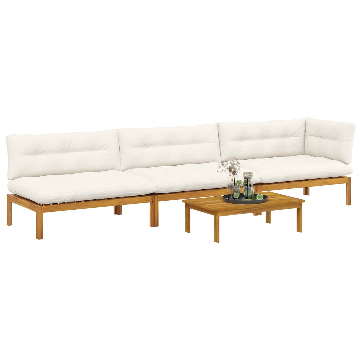 4 Stück Garten Pallet Sofa Einheiten Massivholz Akazie Natur