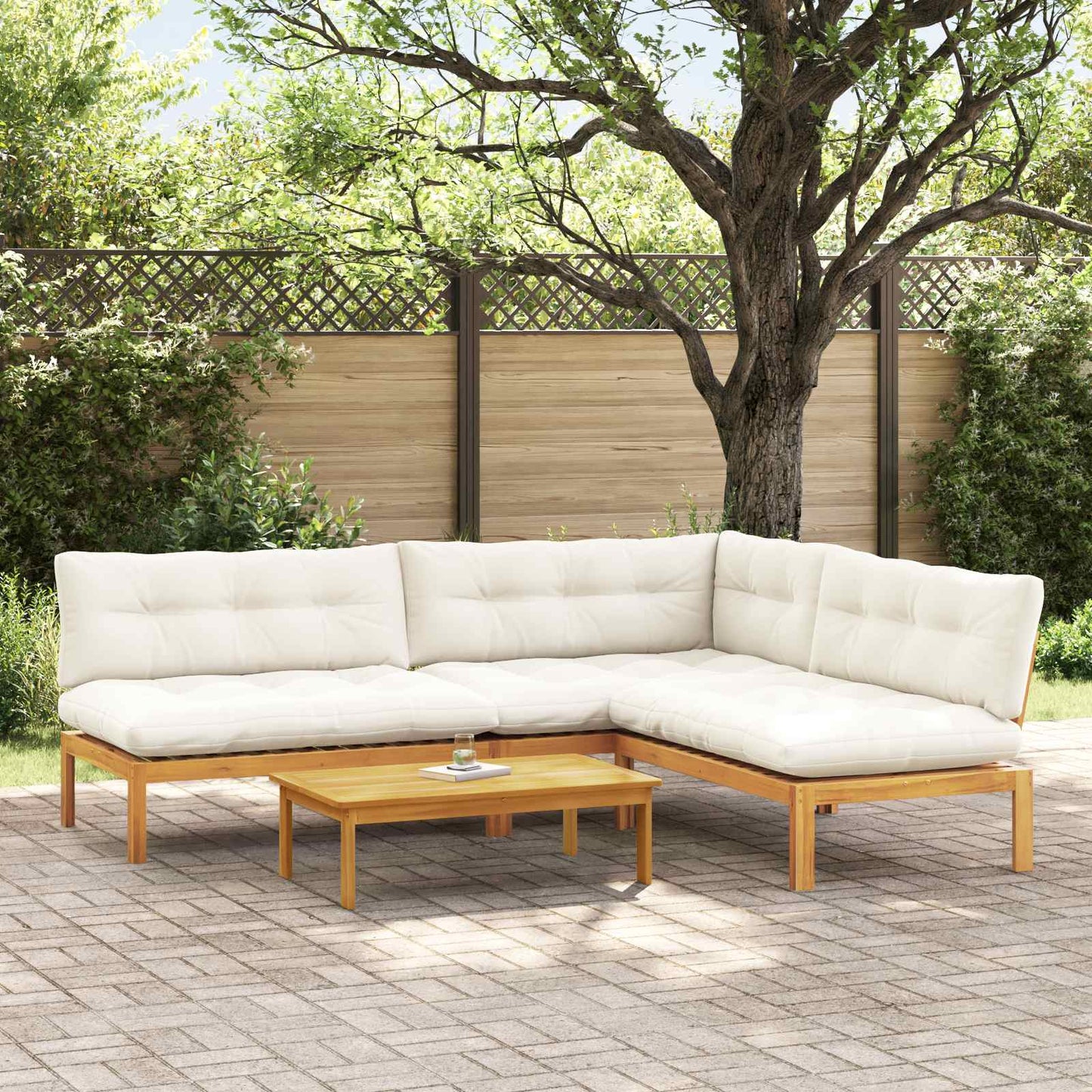4 Stück Garten Pallet Sofa Einheiten Massivholz Akazie Natur